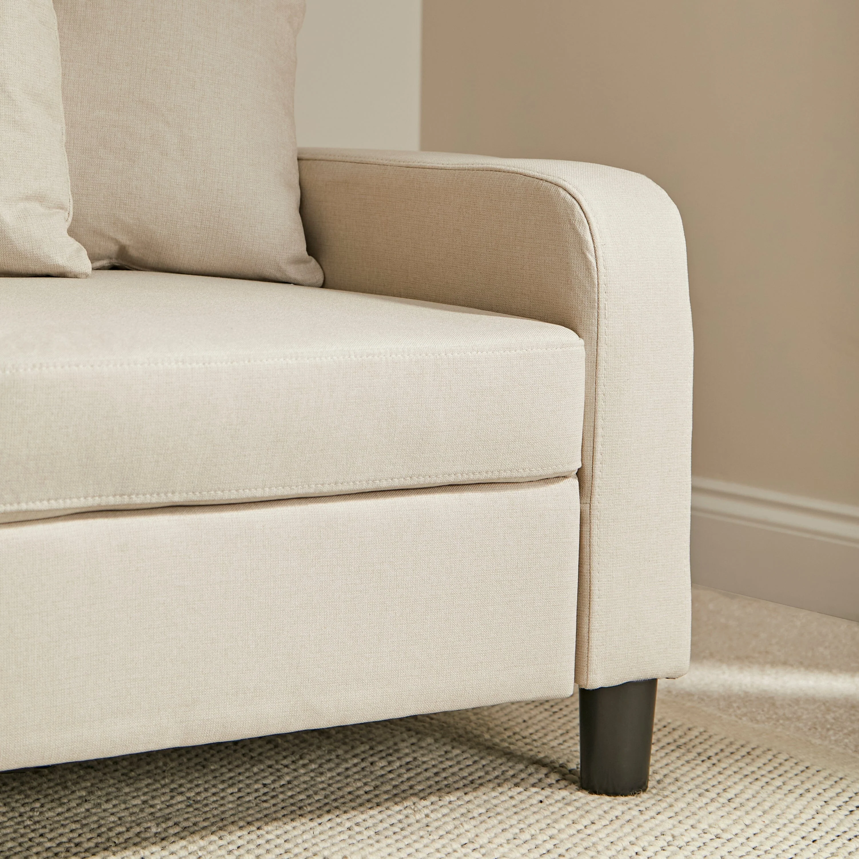 Tracy 2 Seater Sofa - Oatmeal with Black Legs - Image 5