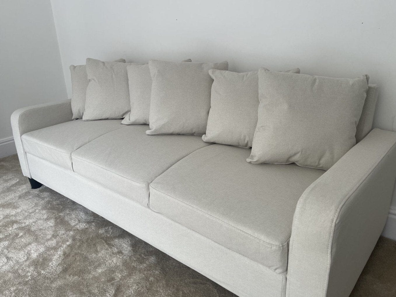 Tracy 3 Seater Sofa - Oatmeal with Black Legs - Image 5