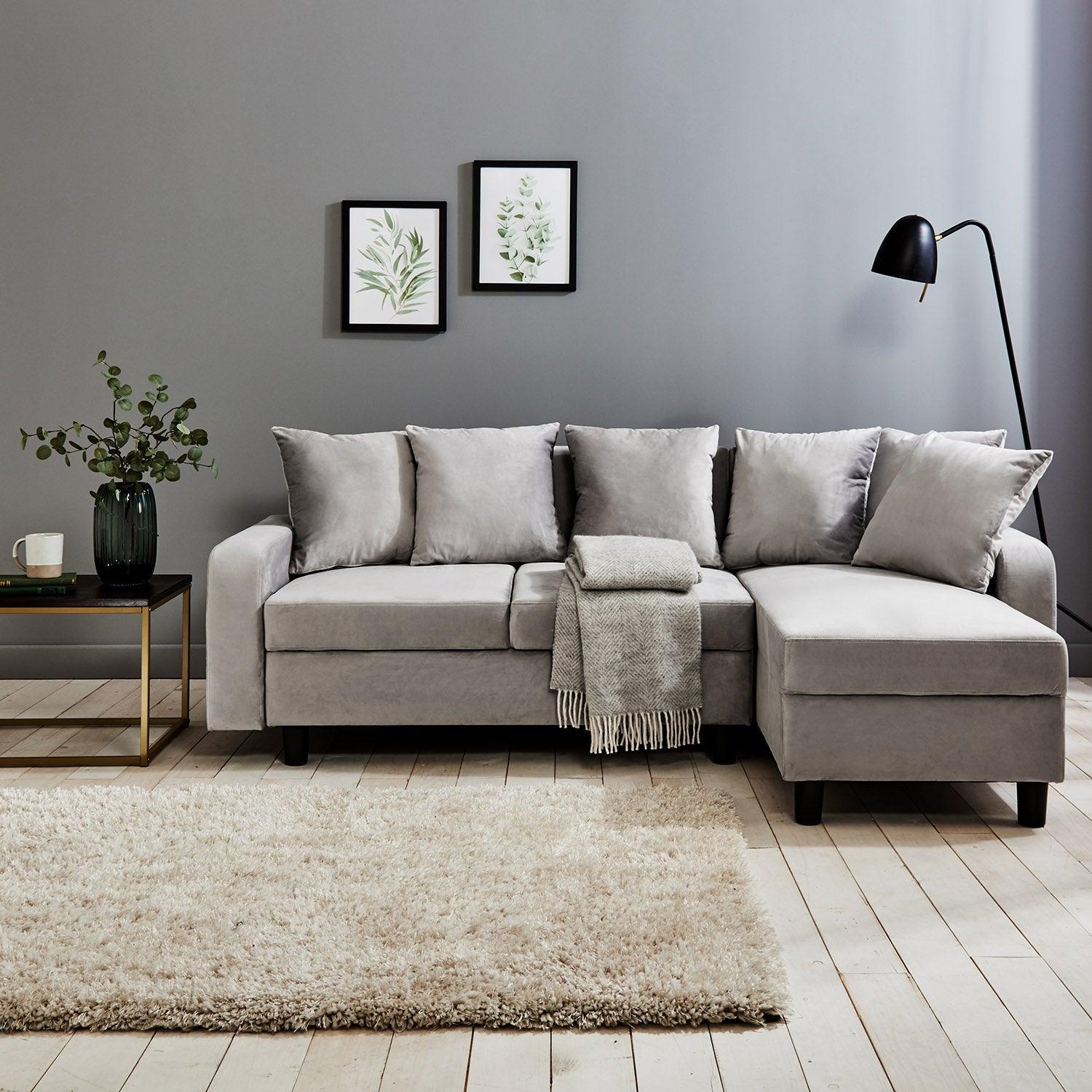 Outlet - Tracy Corner Sofa - Grey Velvet - Image 3