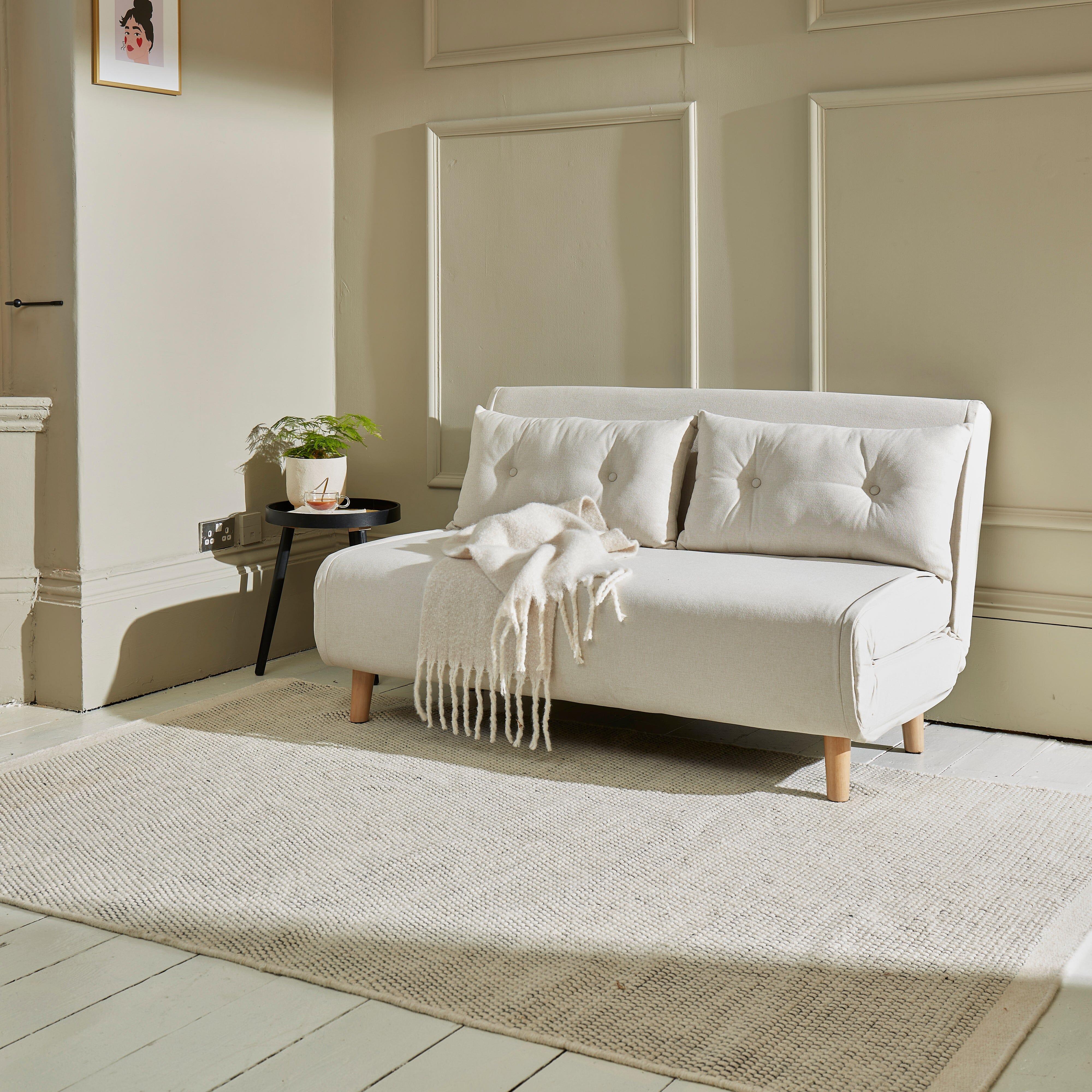 Una 2 Seater Double Sofa Bed - Oatmeal Linen - Image 7