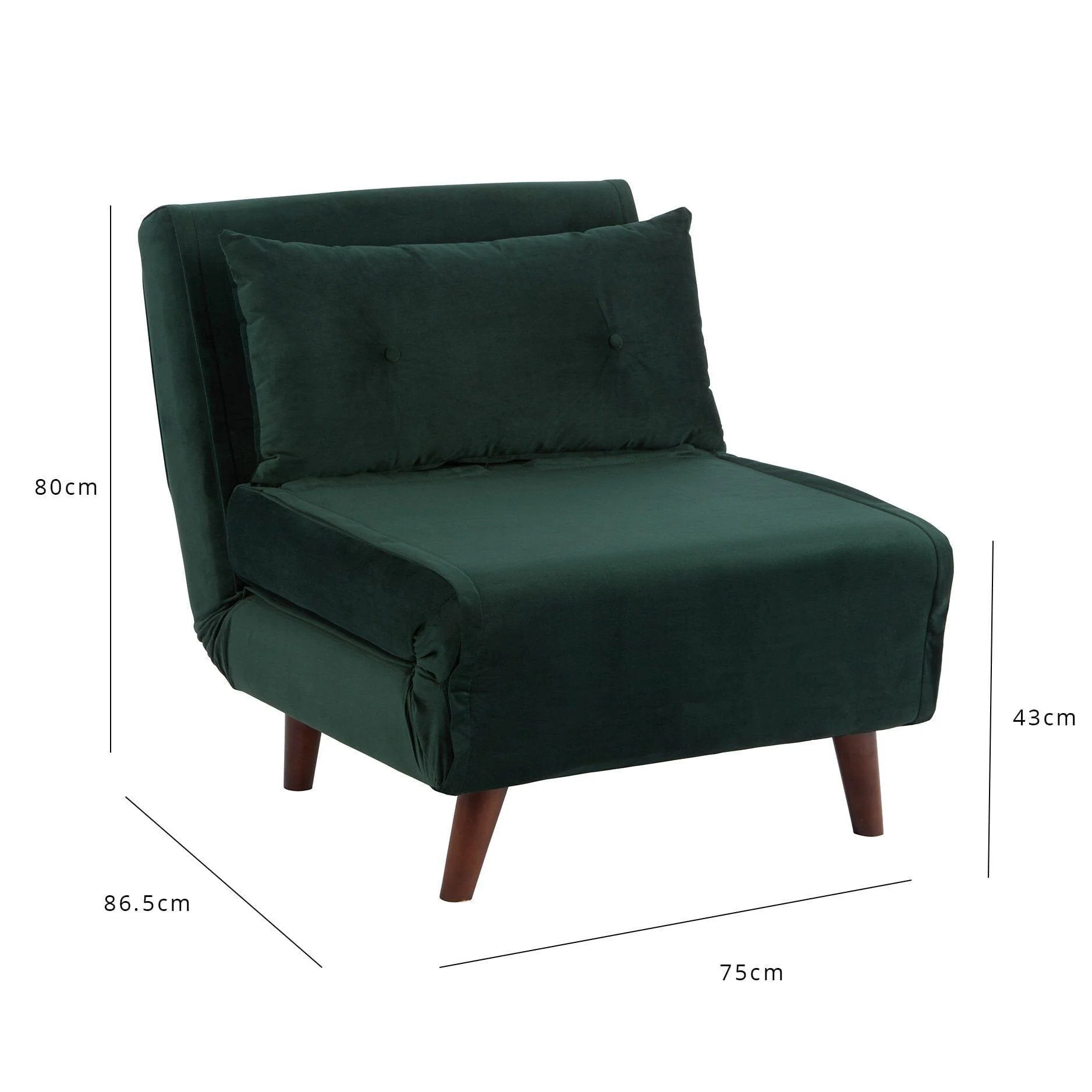 Outlet - Una Single Sofa Bed - Green - Velvet - Image 4