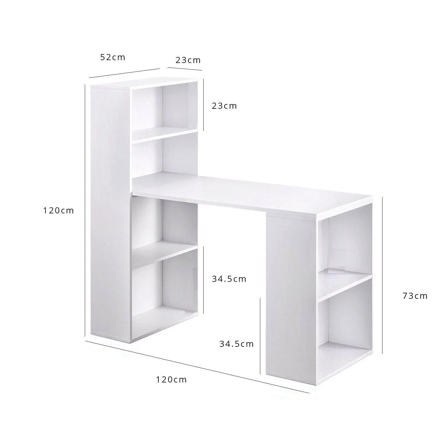 Outlet - Essie Tall Shelves Desk White - Image 5