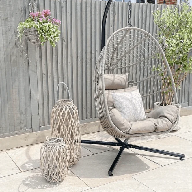 Outlet – Wick hanging egg chair - dark grey rattan - Image 2