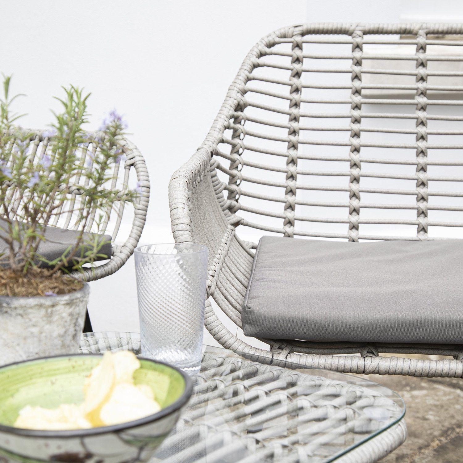 Outlet - Wick 4 Seat Wicker Effect Set - Light Grey - Image 3