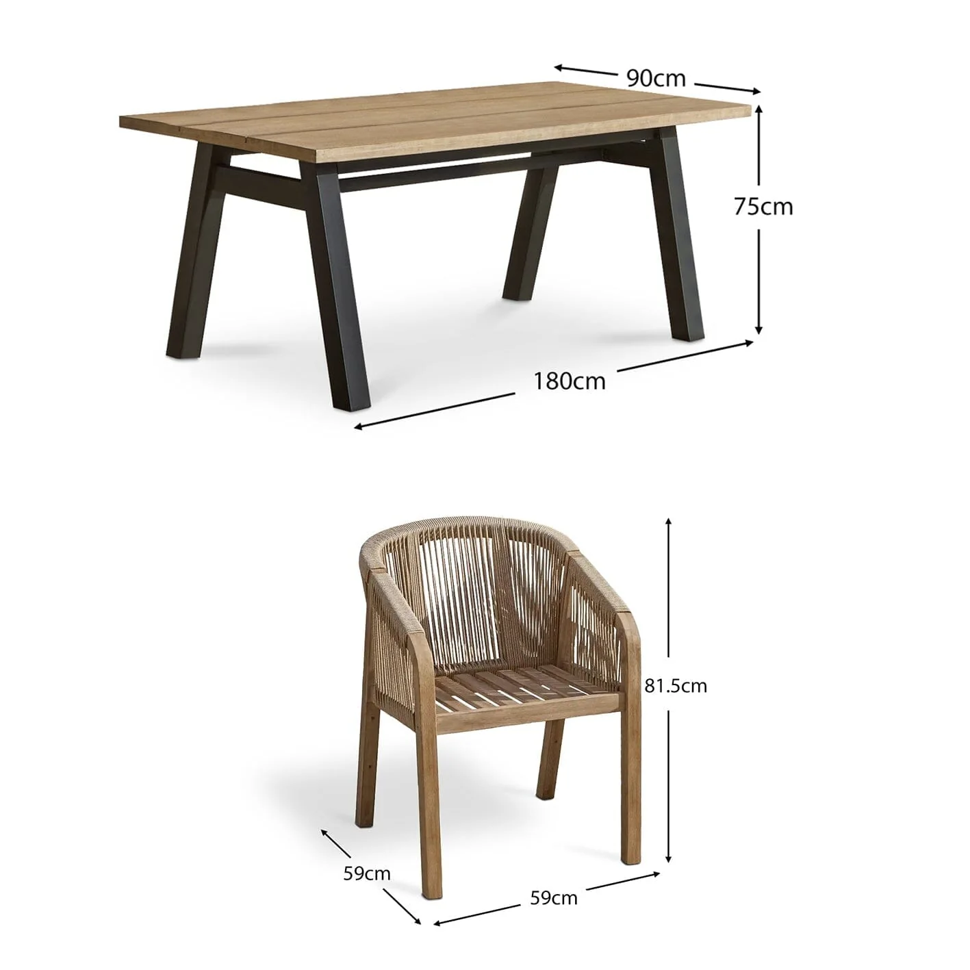 Palm 6 Seater Wooden Garden Dining Set with 6 Nala Sand Cushioned Chairs - Image 15