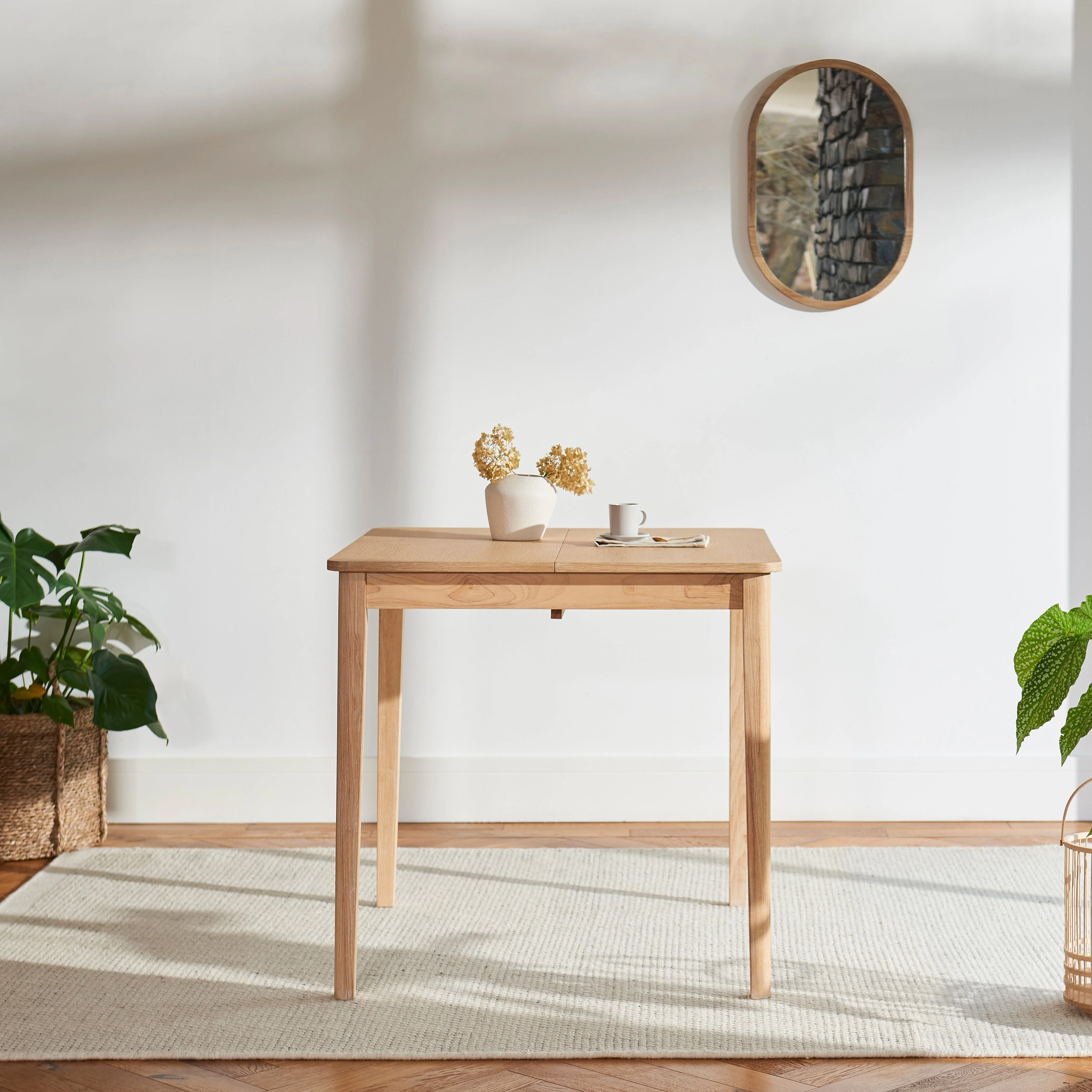 Paul Whitewash Oak Extending Dining Table - Small - Image 11