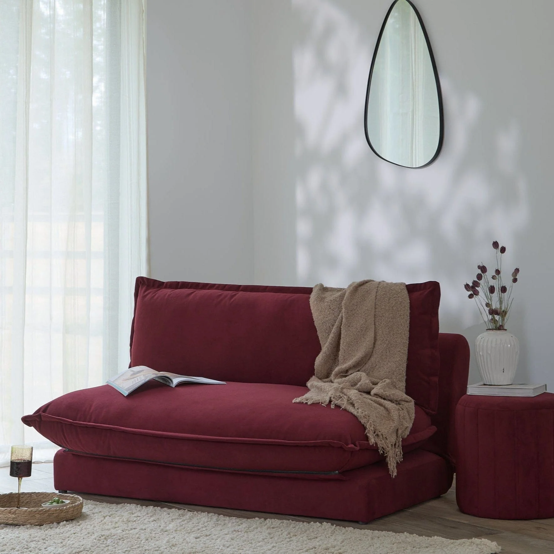 Penelope Drum Stool - Burgundy Red - Image 2