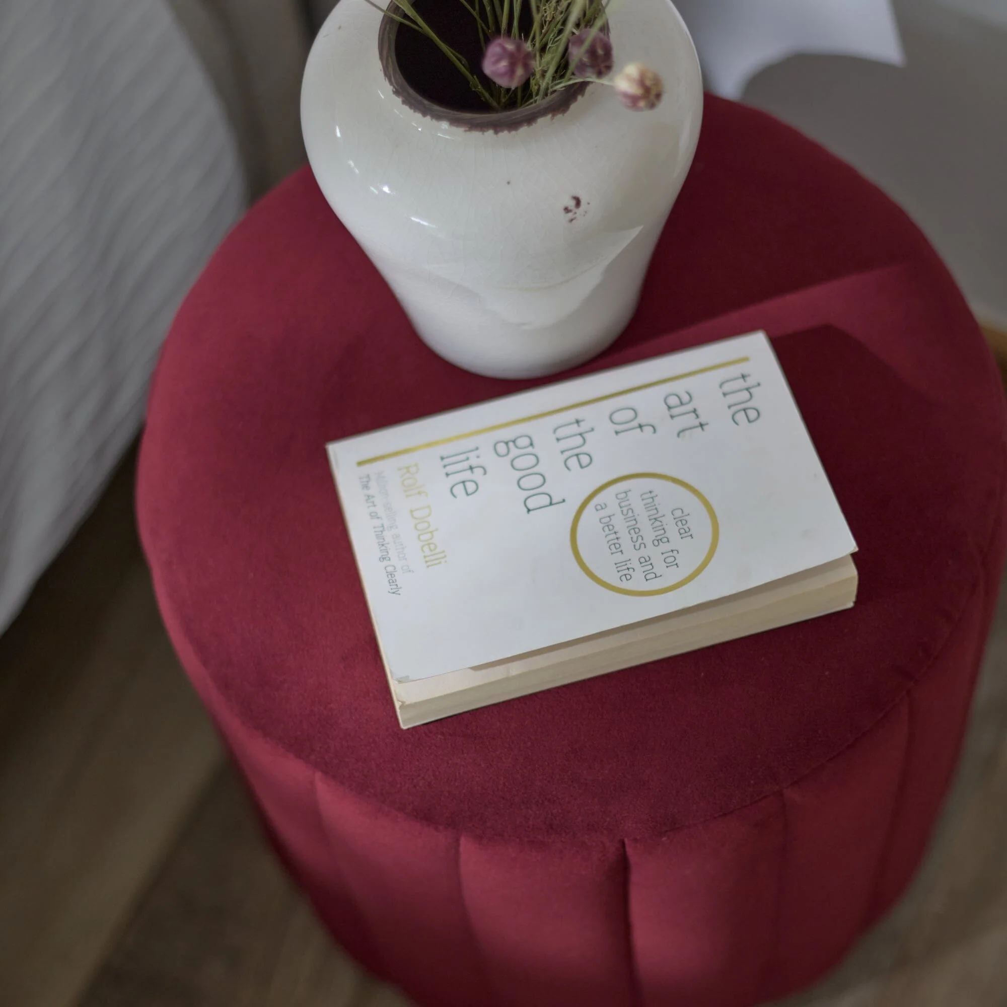 Penelope Drum Stool - Burgundy Red - Image 3