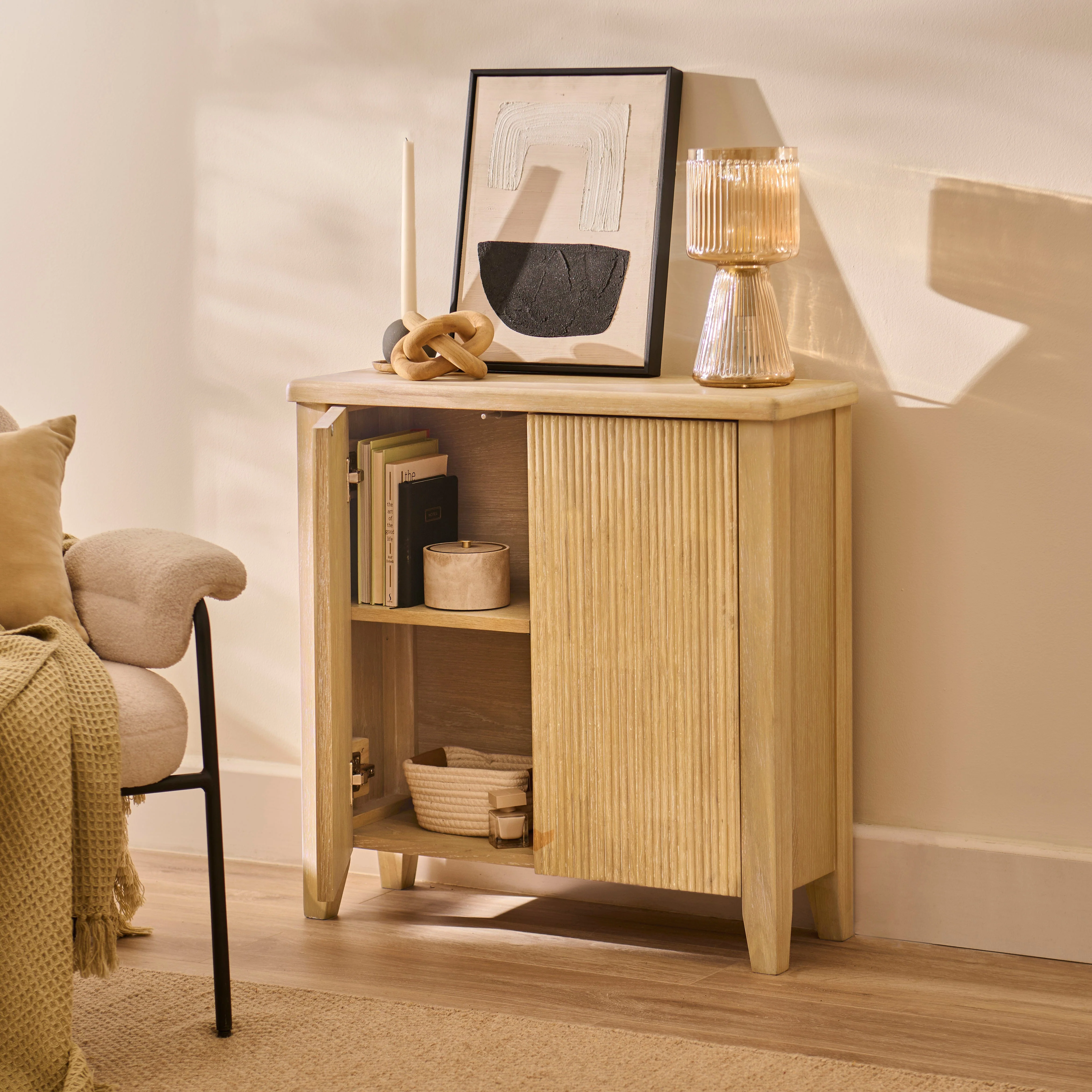 Raleigh 2 Door Small Sideboard - Whitewash - Image 9
