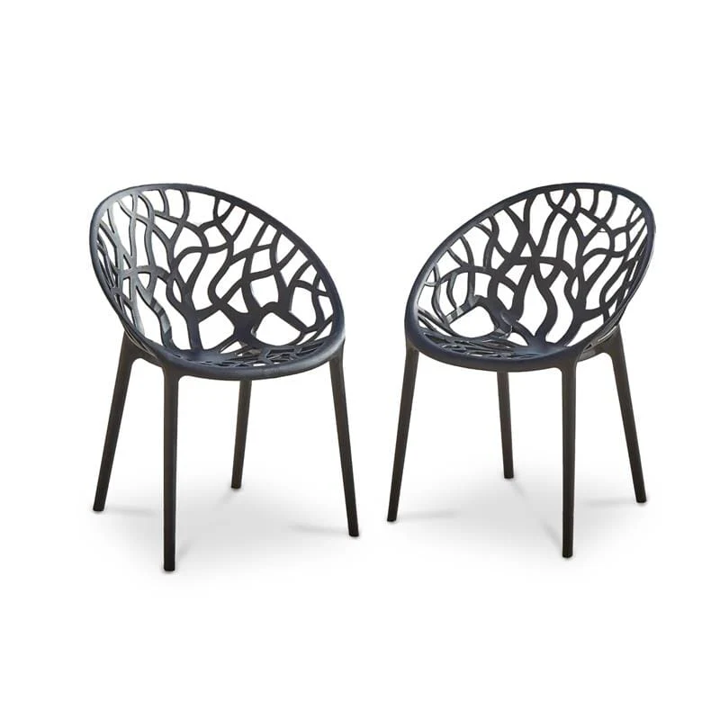 Raquel Black Plastic Garden Chairs - Set of 2 - Image 3