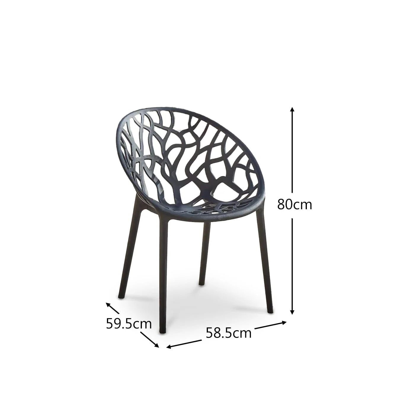 Raquel Black Plastic Garden Chairs - Set of 2 - Image 4