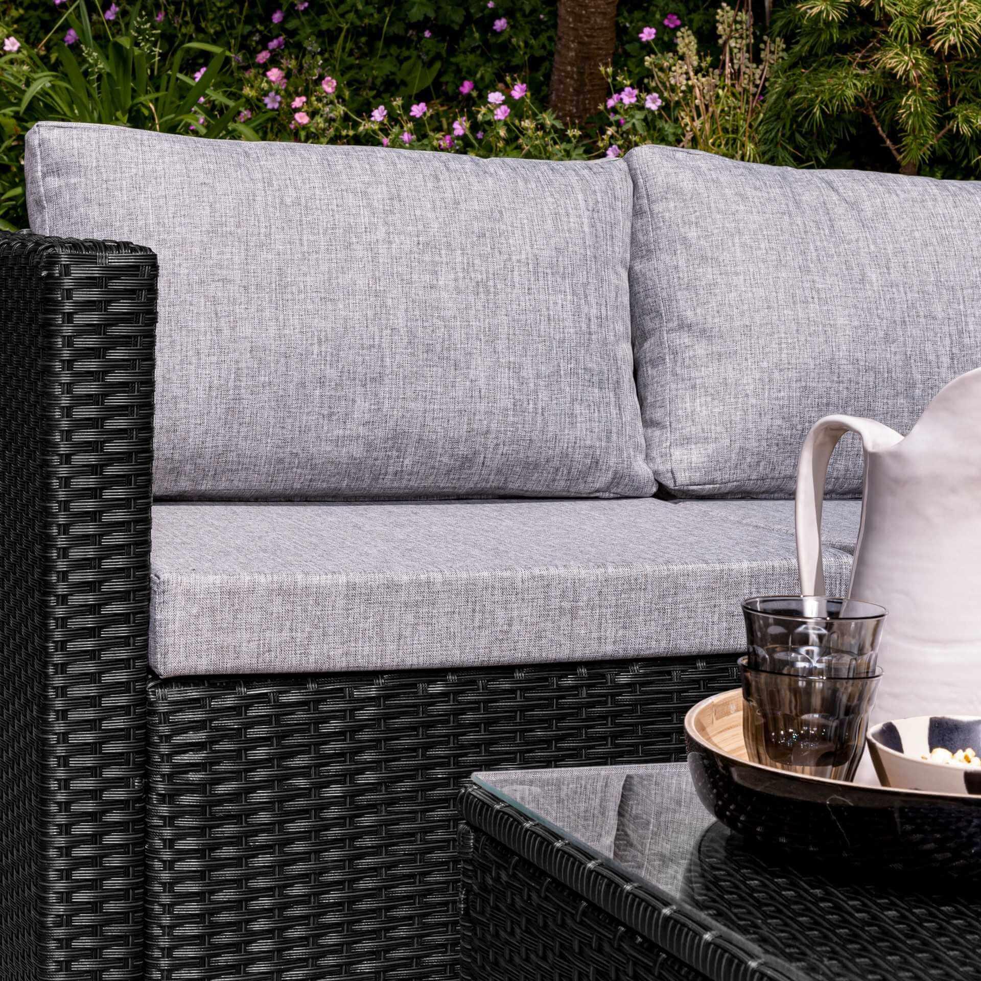 Weston 4 Seater Rattan Garden Corner Sofa Set - Black Weave - Image 5