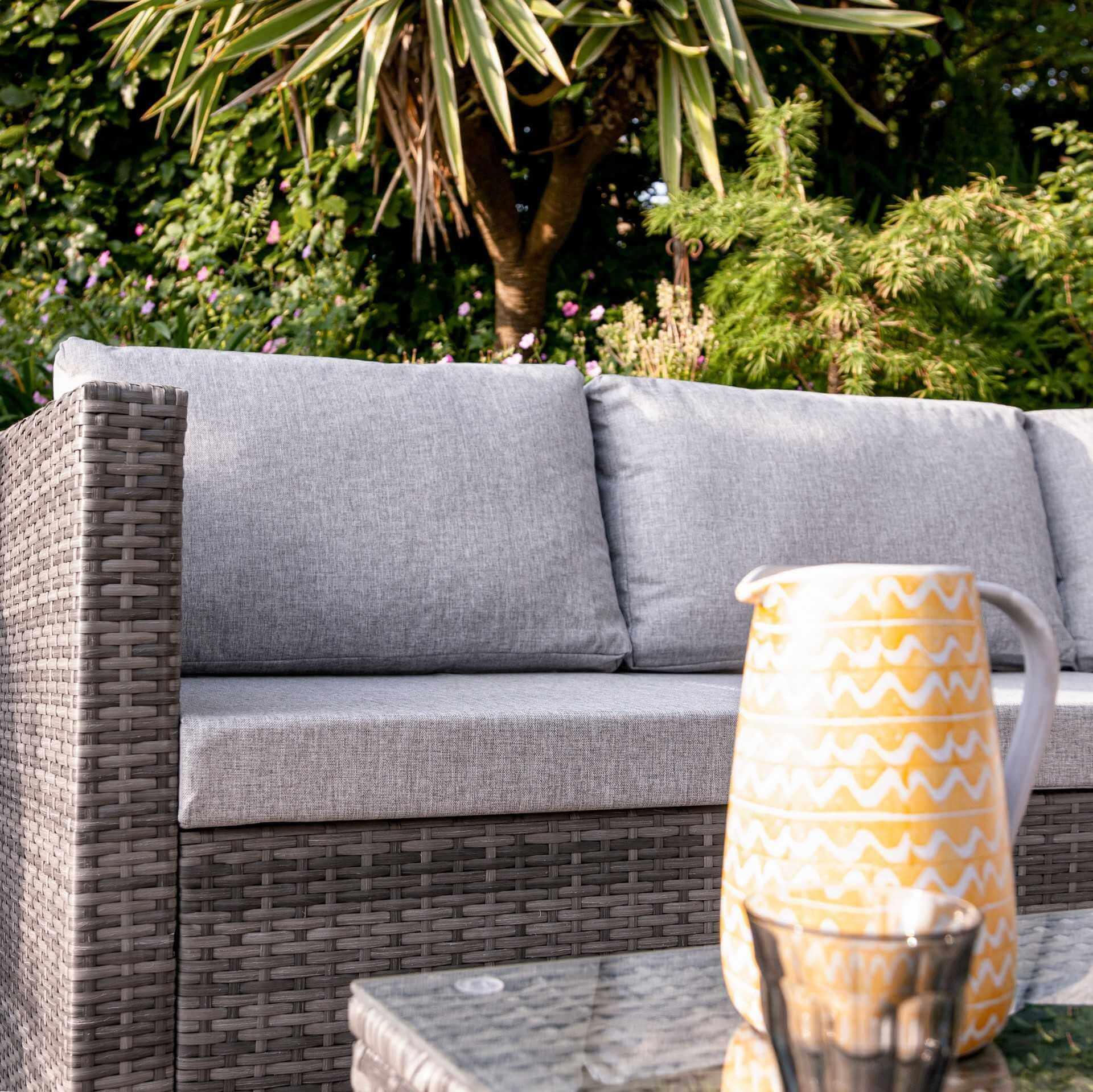 Weston 4 Seater Rattan Corner Sofa Set - Grey Weave - Image 3