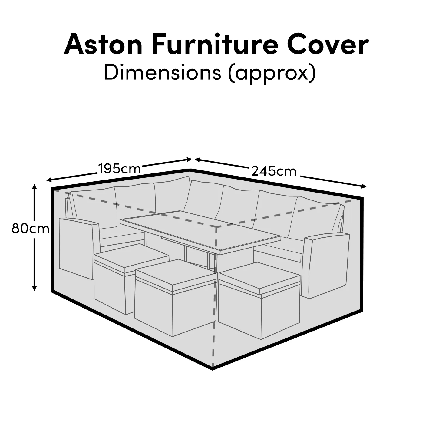 Rectangular Rain Cover 245x195x80cm - Aston Corner Sofa Set - Hali 6-8 Seater