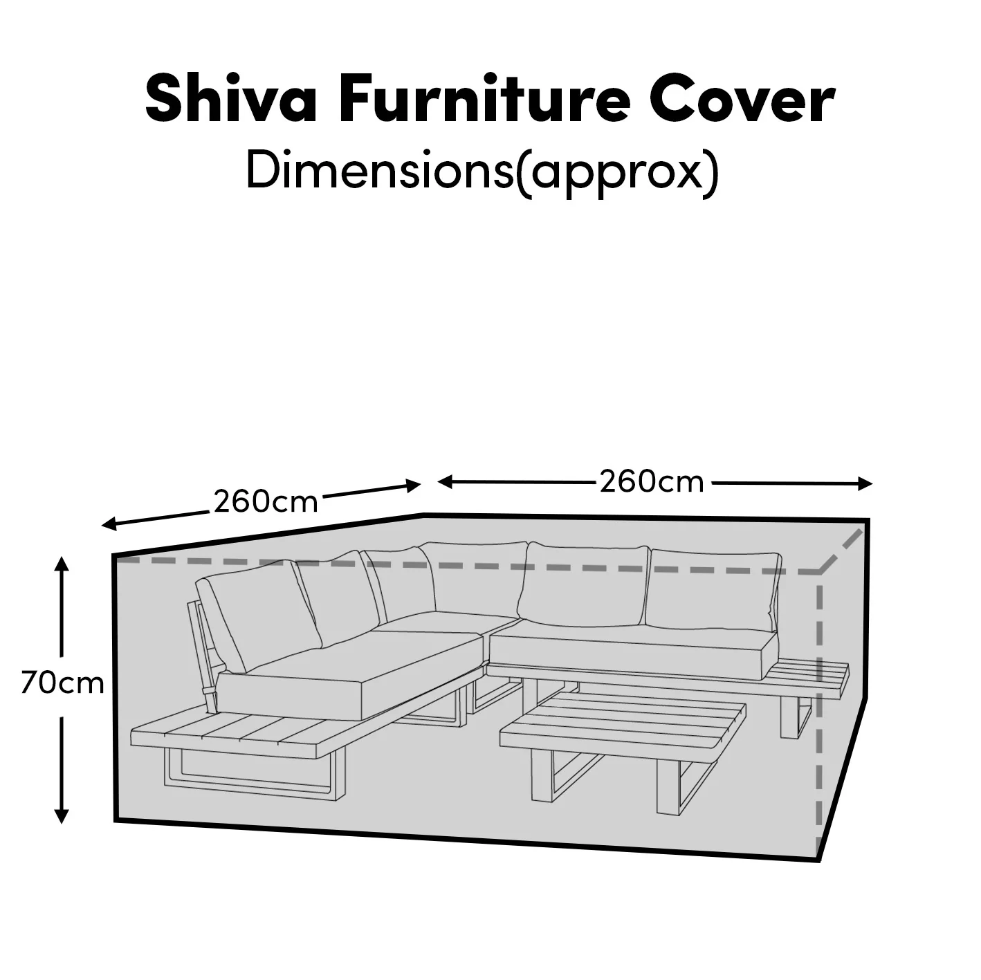 Rectangular Rain Cover 260x260x70cm - Shiva Corner Sofa Set - Wilder 5 Seater Sofa Set