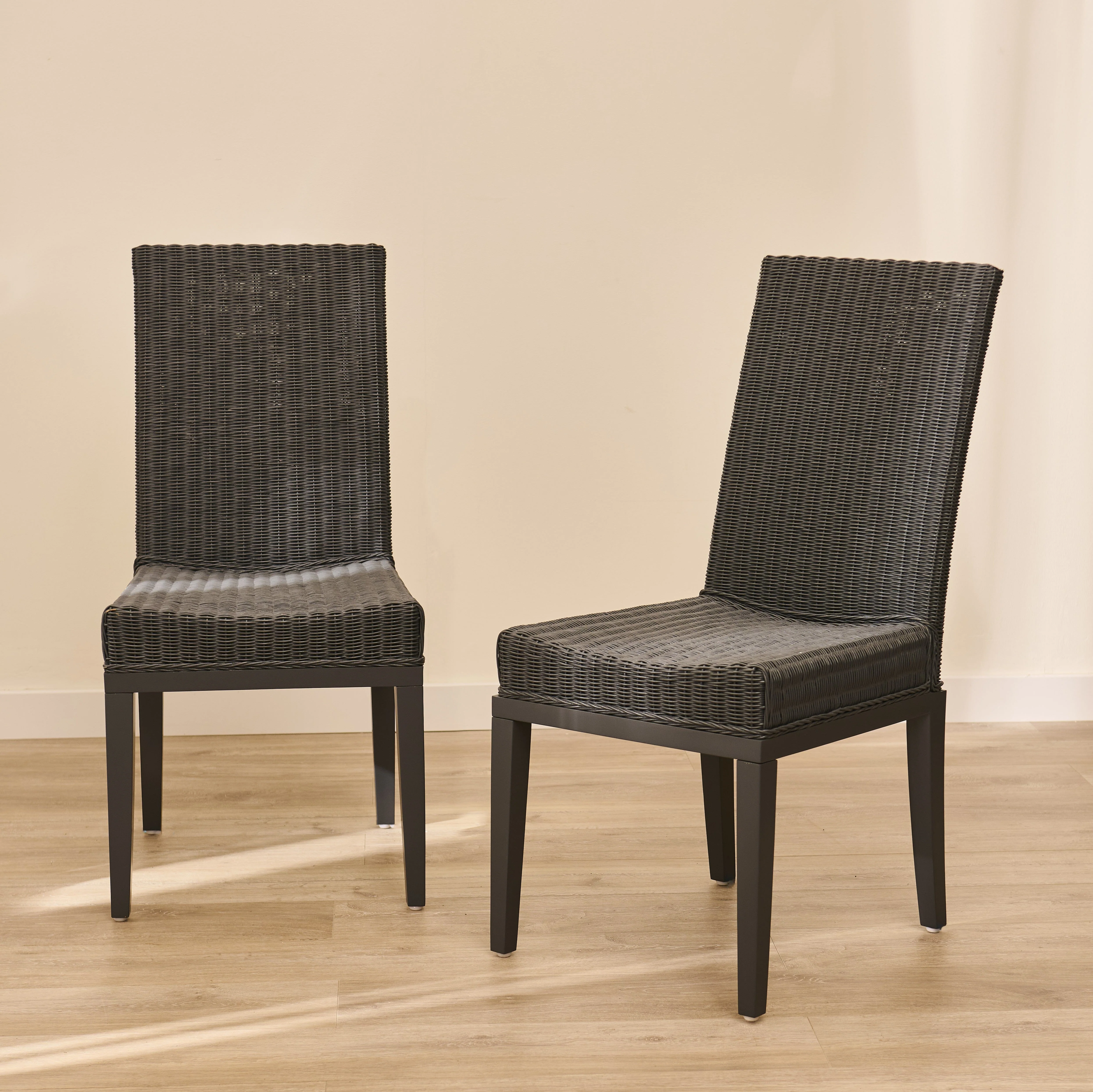 Reid Slate Grey Dining Chairs - Set of 2 - Mindi Wood Legs