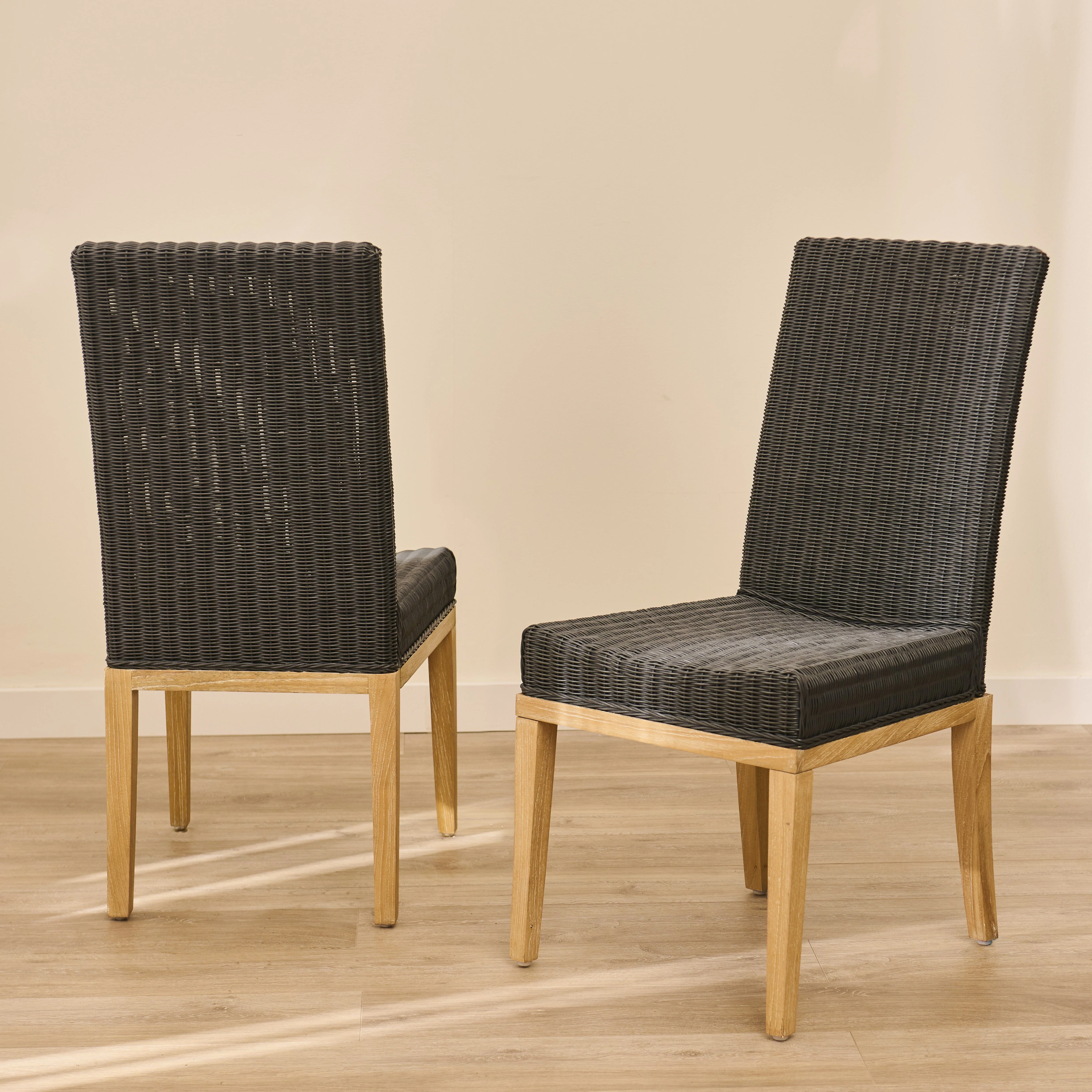 Reid Slate Grey Dining Chairs - Set of 2 - Whitewash Mindi Wood Legs - Image 2