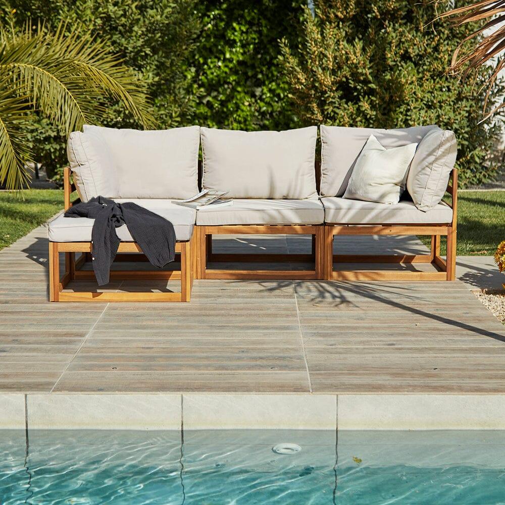 Rowan 3 Seater Wooden Garden Sofa & Footstool - Image 3