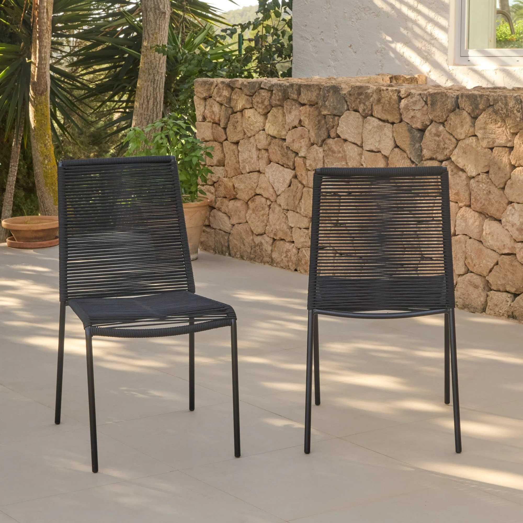 Ryder Black Rope Garden Chairs - Set of 2 - Image 4