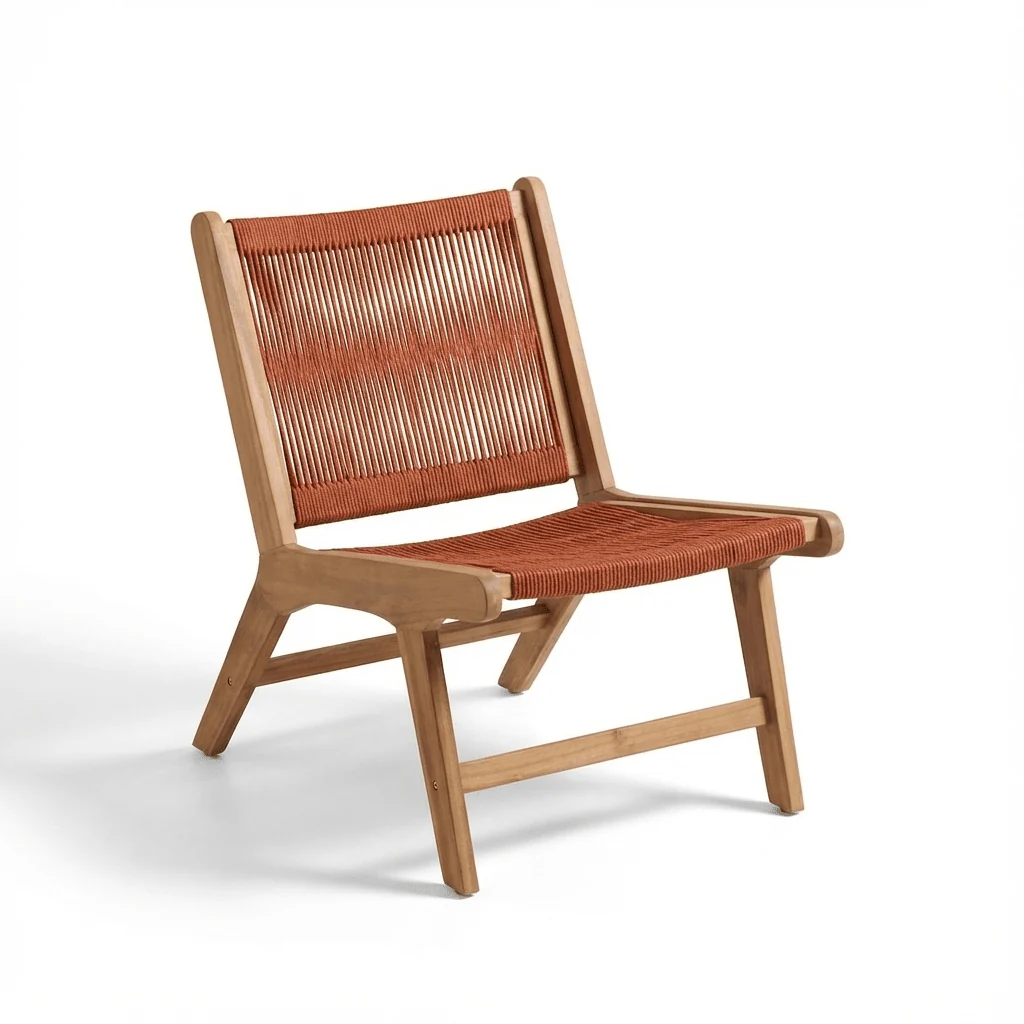 Seren White Acacia Occasional Garden Chair - Burnt Orange Rope - Image 7