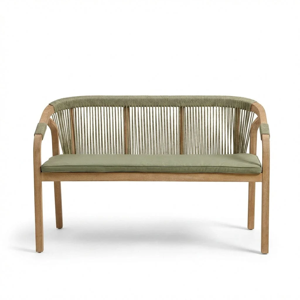 Shiro 6 Seater Wooden Garden Dining Set with 2 Shiro Benches & 2 Shiro Chairs - Green Rope - Image 16
