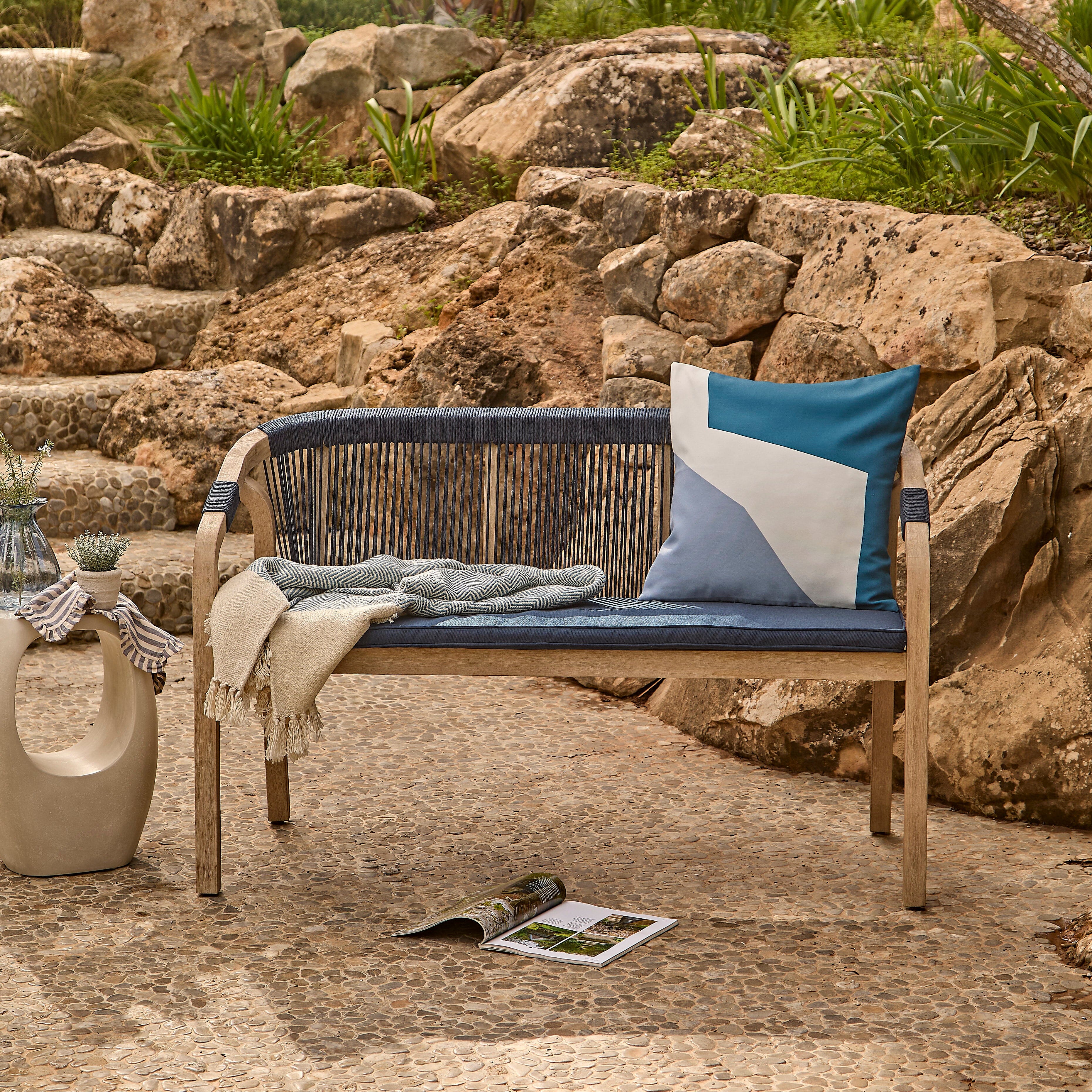 Shiro Wooden Garden Bench - Navy - Image 5