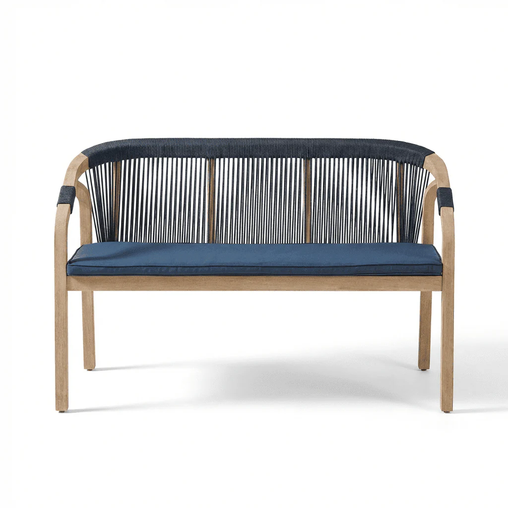 Shiro 6 Seater Wooden Garden Dining Set with 2 Shiro Benches & 2 Shiro Chairs - Navy Rope - Image 16