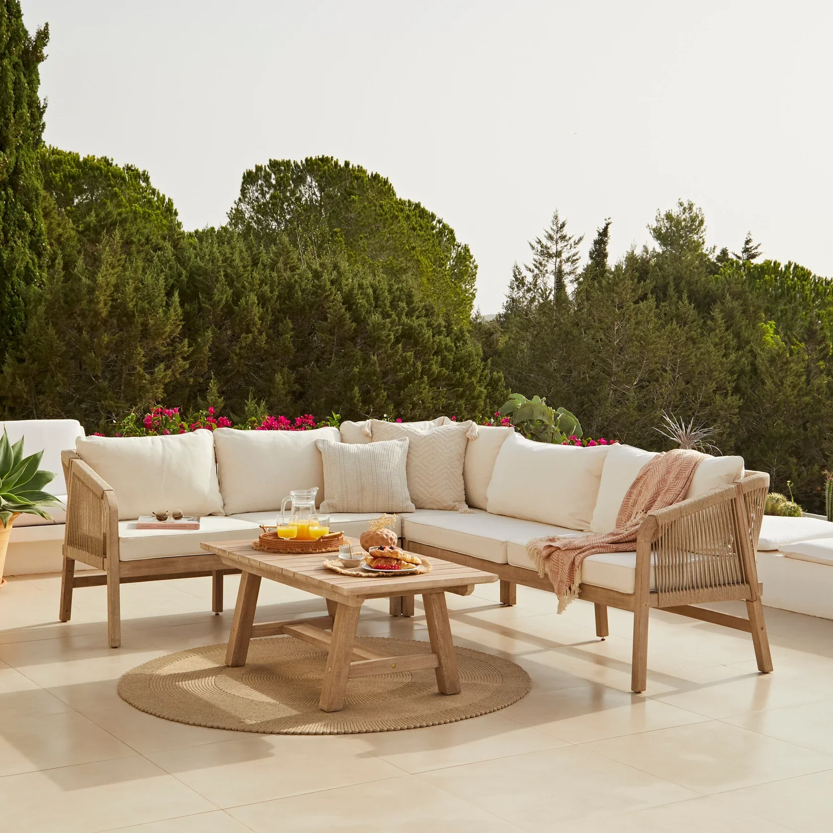 Shiro Corner Sofa Garden Cushion Covers - Linen