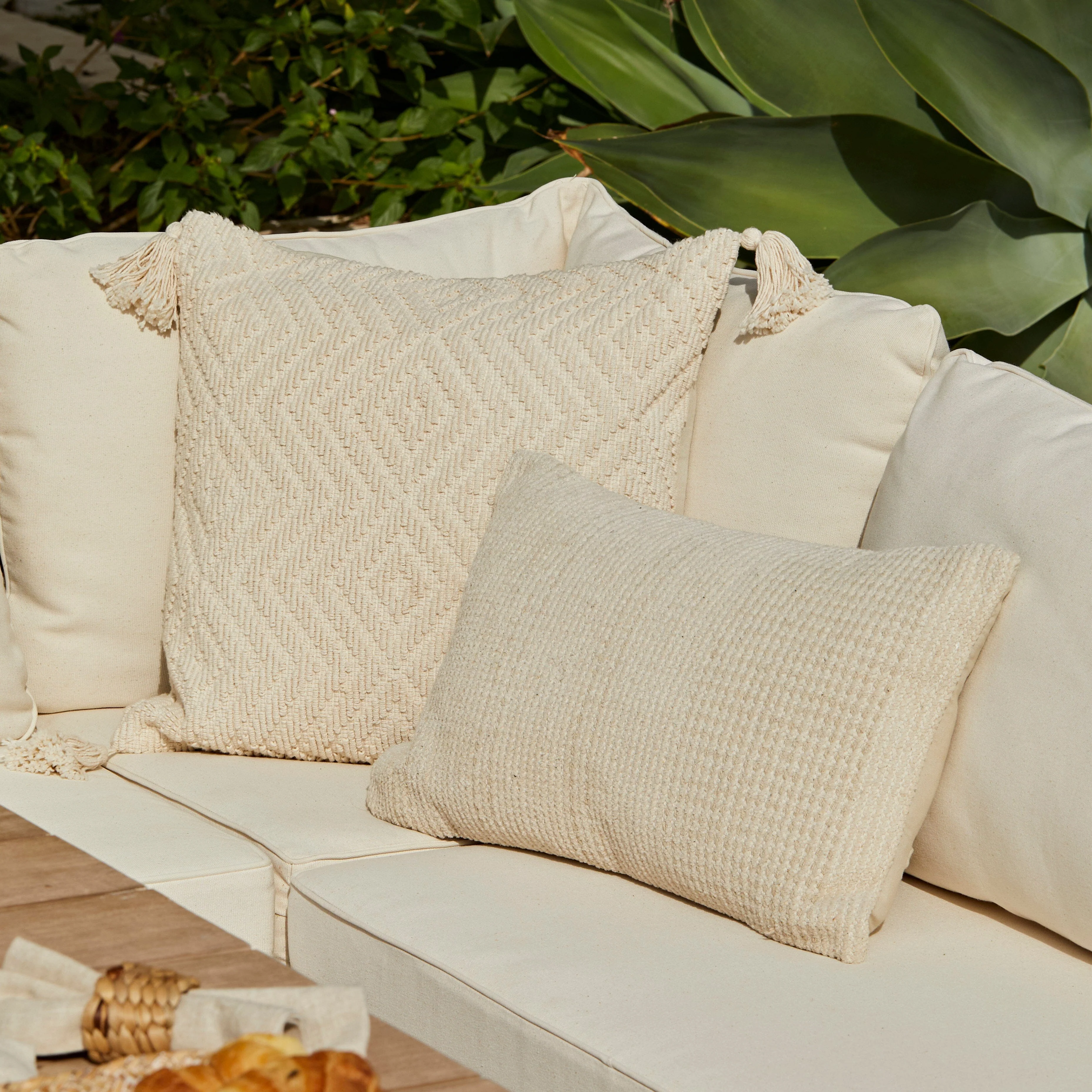 Shiro Wooden Garden Corner Dining Sofa Set with Cream LED Premium Parasol - Image 5