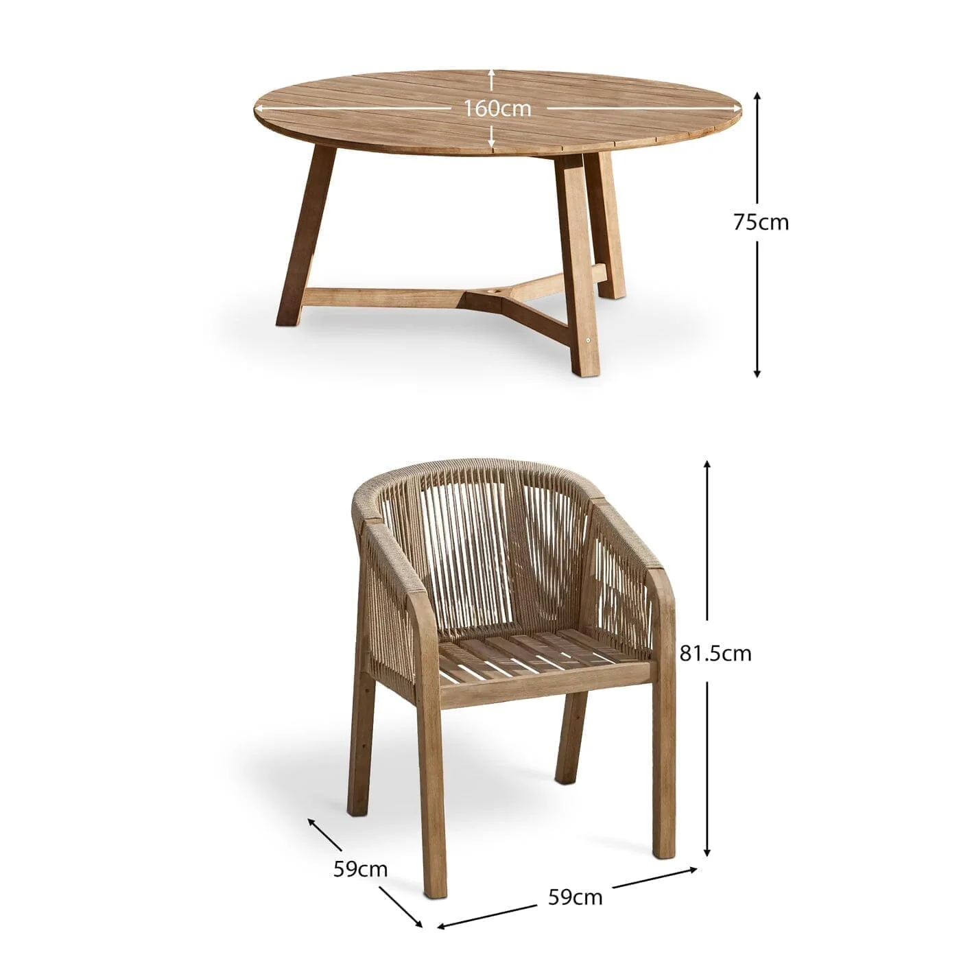 Shiro 6 Seater Wooden Round Dining Set with 6 Nala Sand Cushioned Chairs & Grey LED Premium Cantilever Parasol - Image 17
