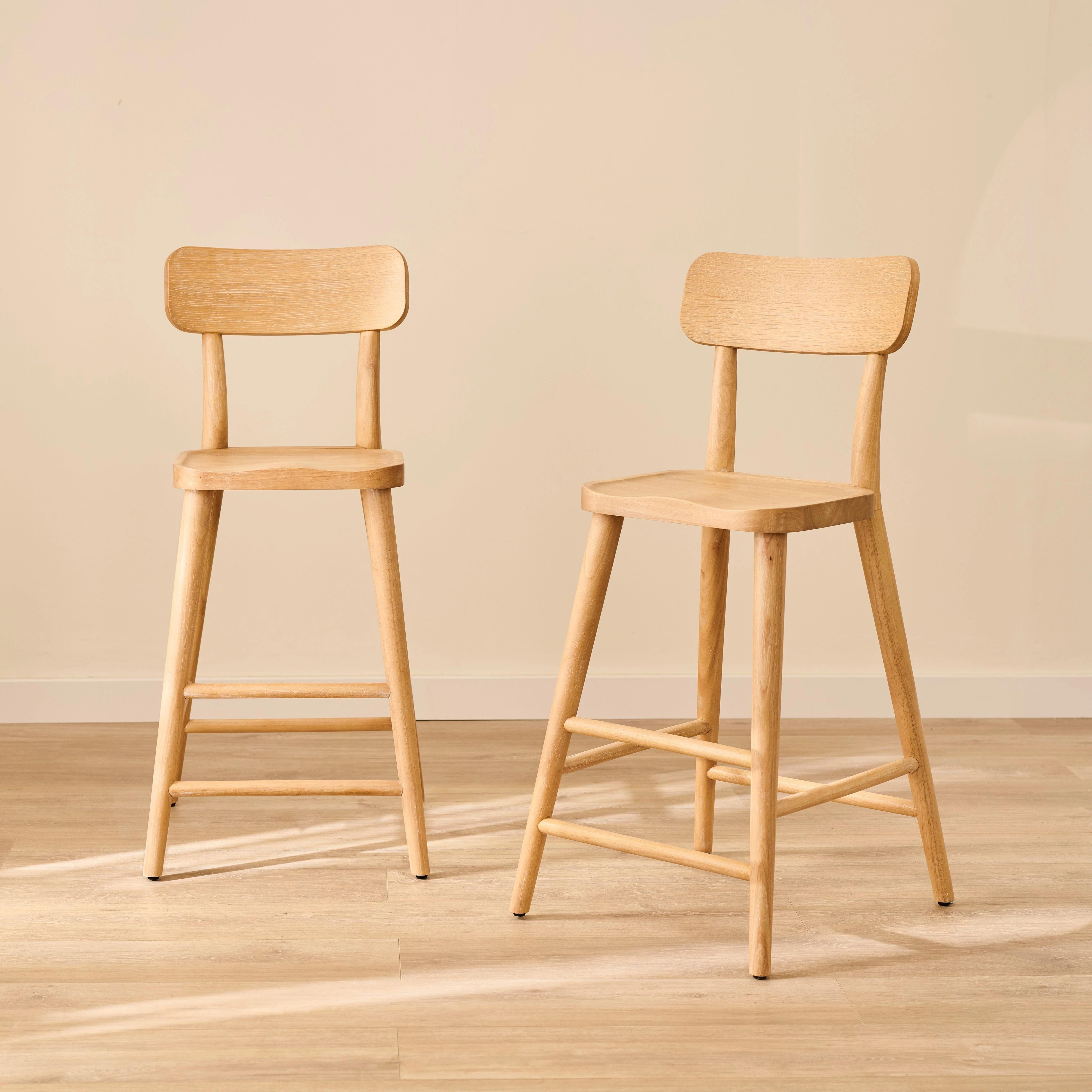 Silvester Whitewash Bar Stool with Backrest