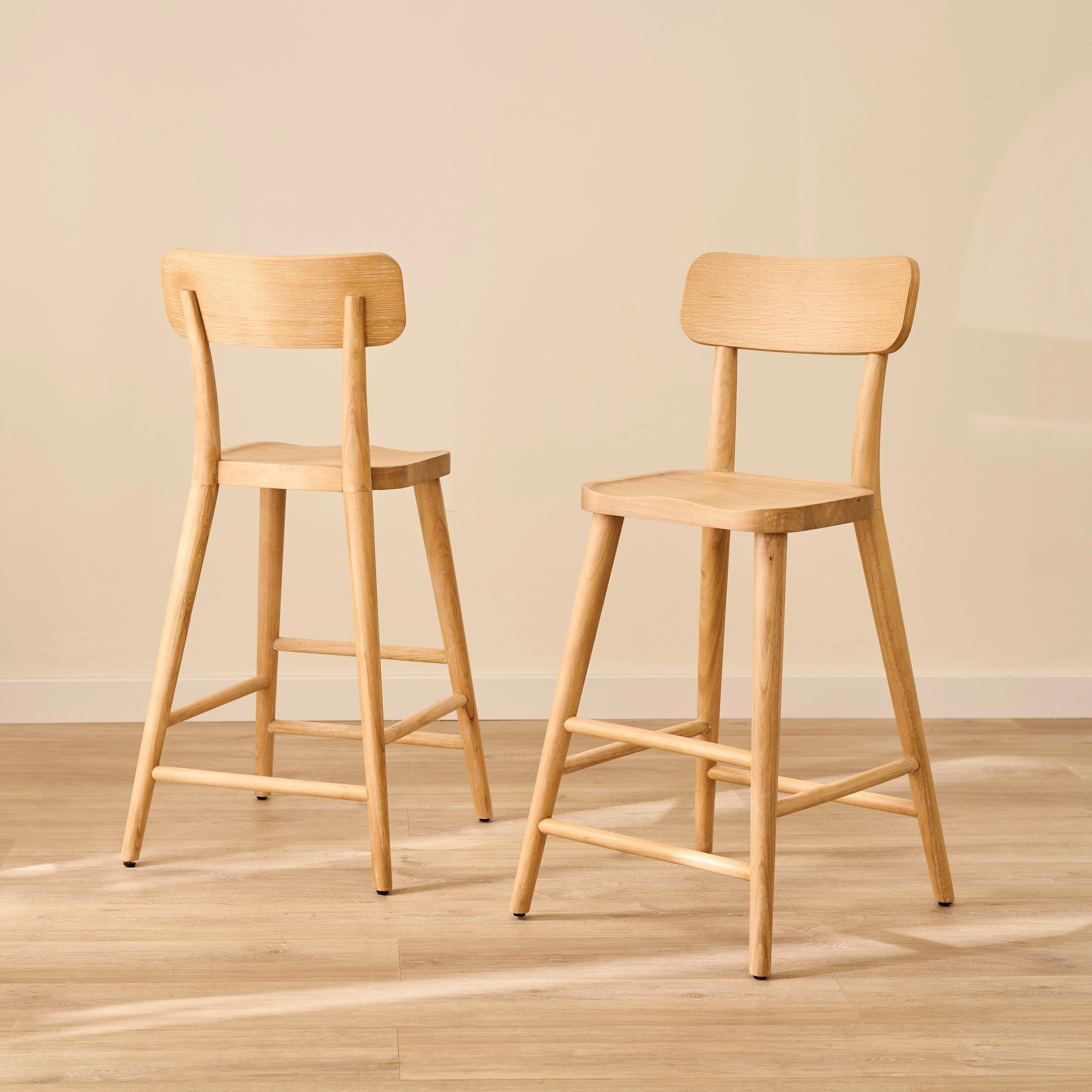 Silvester Whitewash Bar Stool with Backrest - Image 3