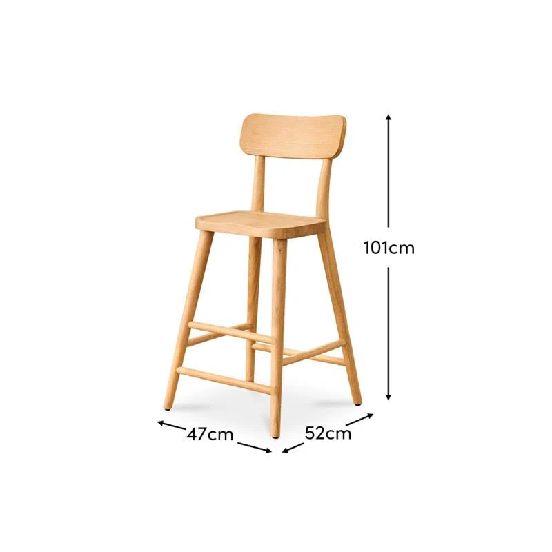 Silvester Whitewash Bar Stool with Backrest - Image 8