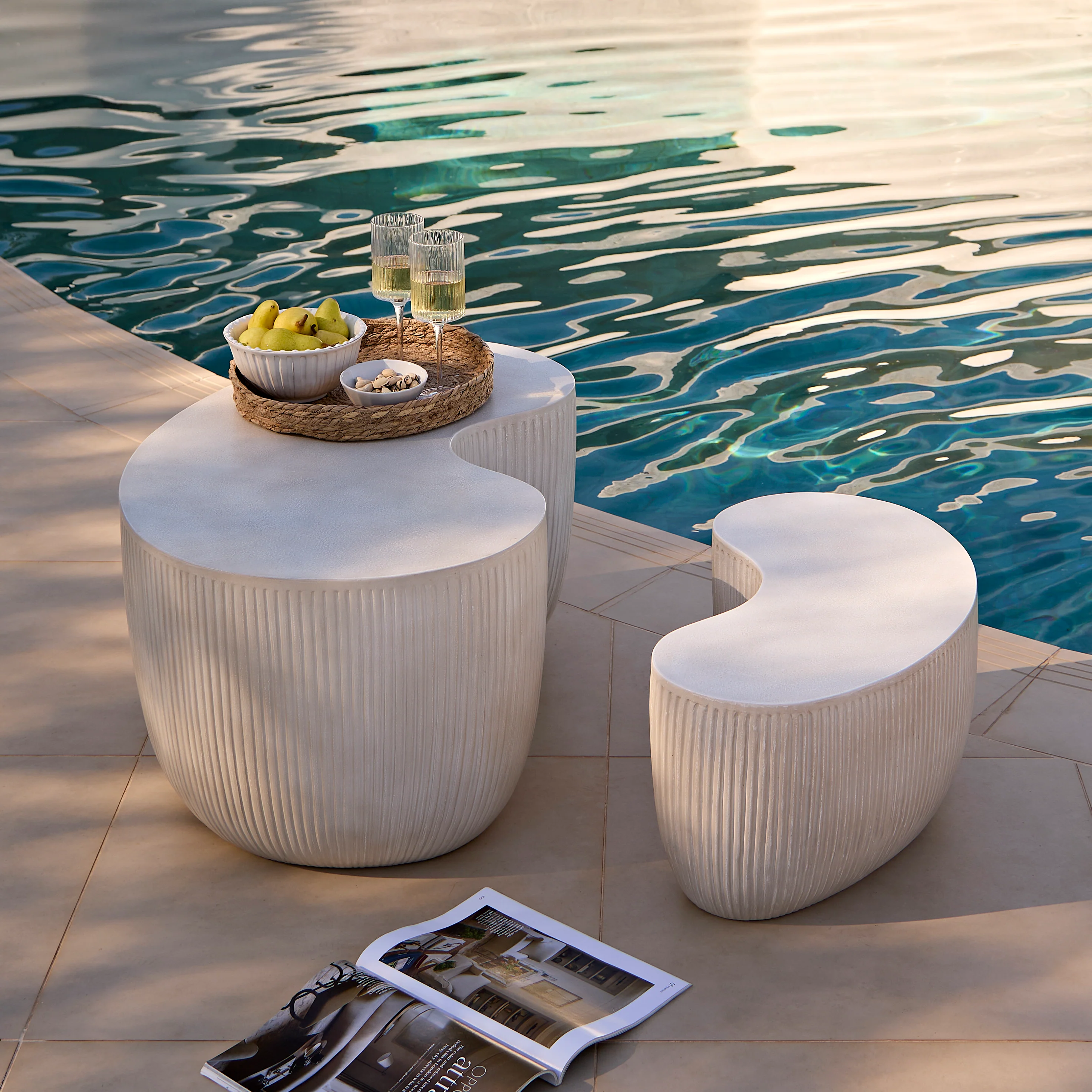 Sohan Kidney Garden Coffee Table - Sand - 61cm - Image 2