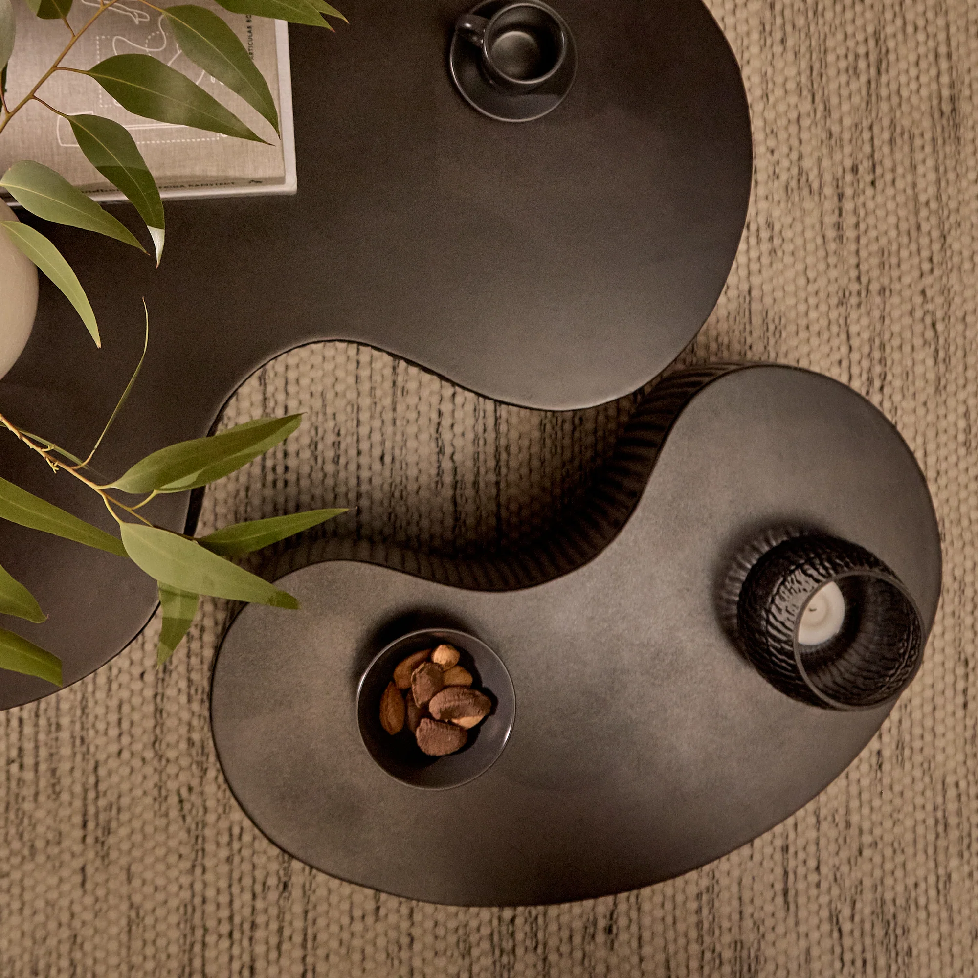 Sohan 61cm with 84cm Kidney Coffee Table - Lava Black - Image 4