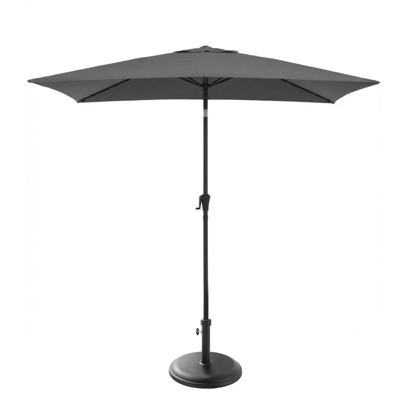 Square 2m Grey LED Premium Parasol with 25kg Parasol Base - Black Concrete