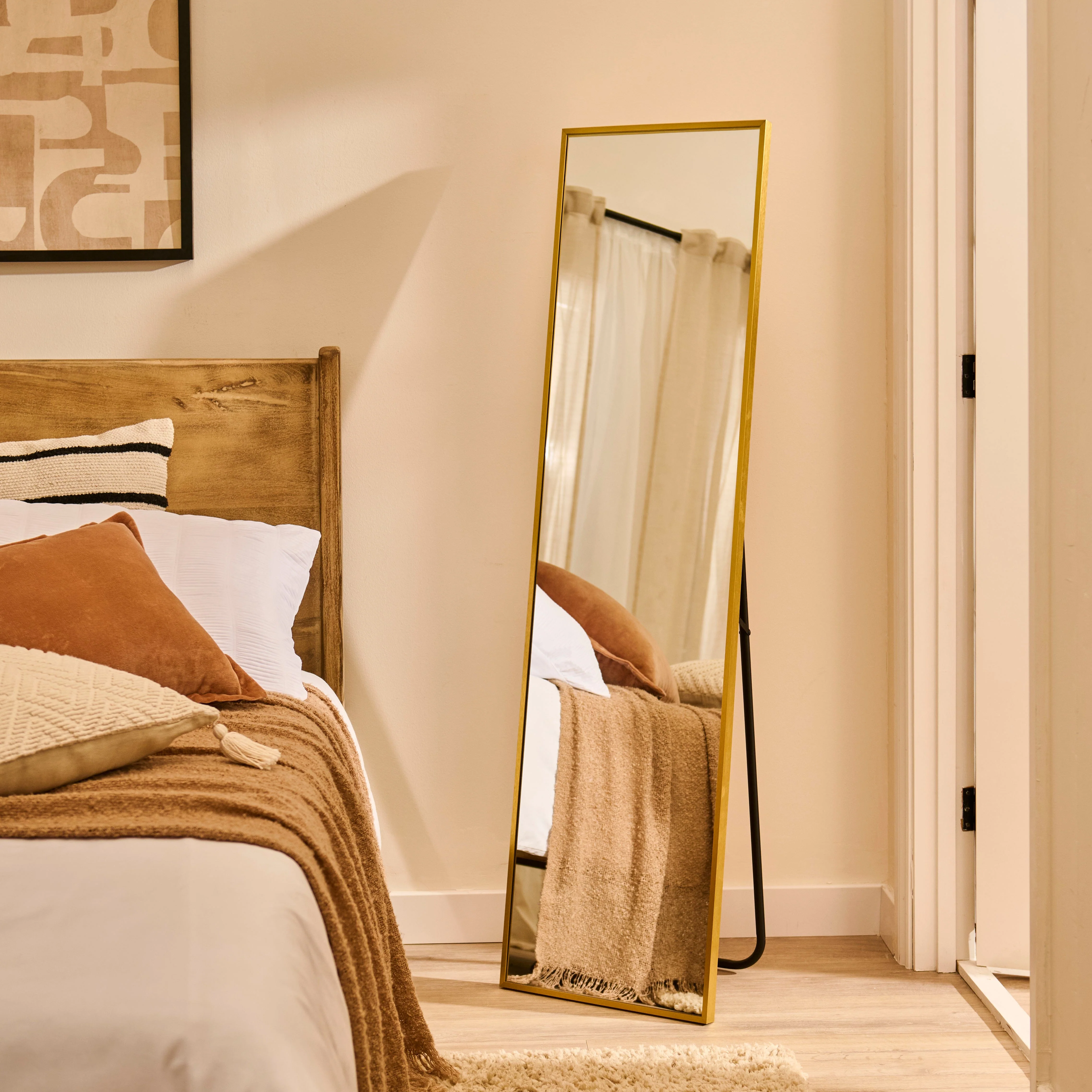 Hensall 150x40cm Metal Free Standing Mirror - Gold