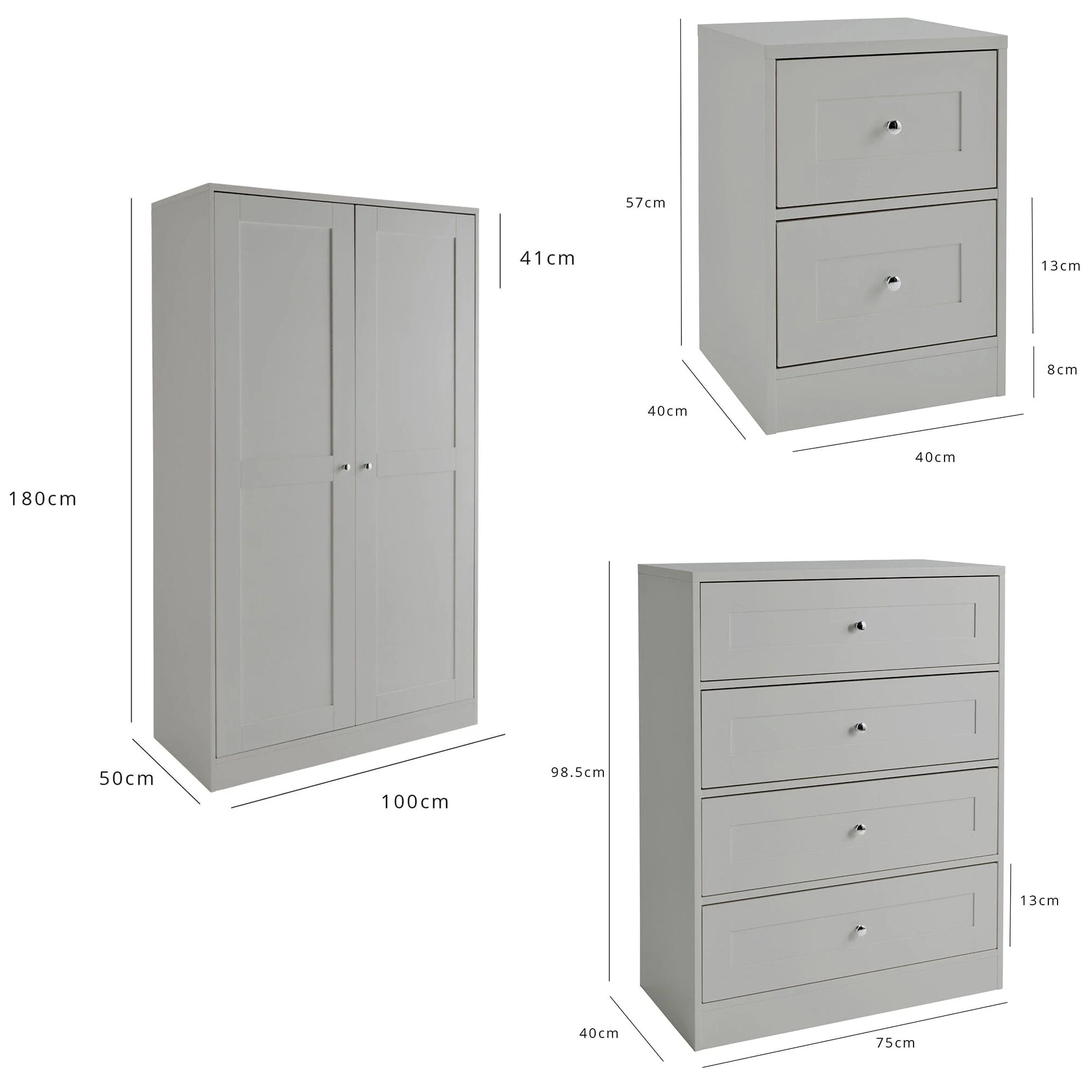 Stevie Bedroom Furniture Set - Grey - Image 12
