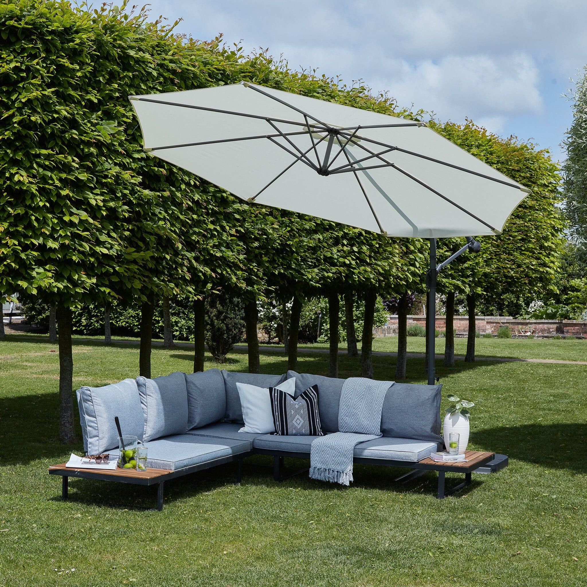 Thea Garden Corner Sofa Set with Cream Parasol - Image 4
