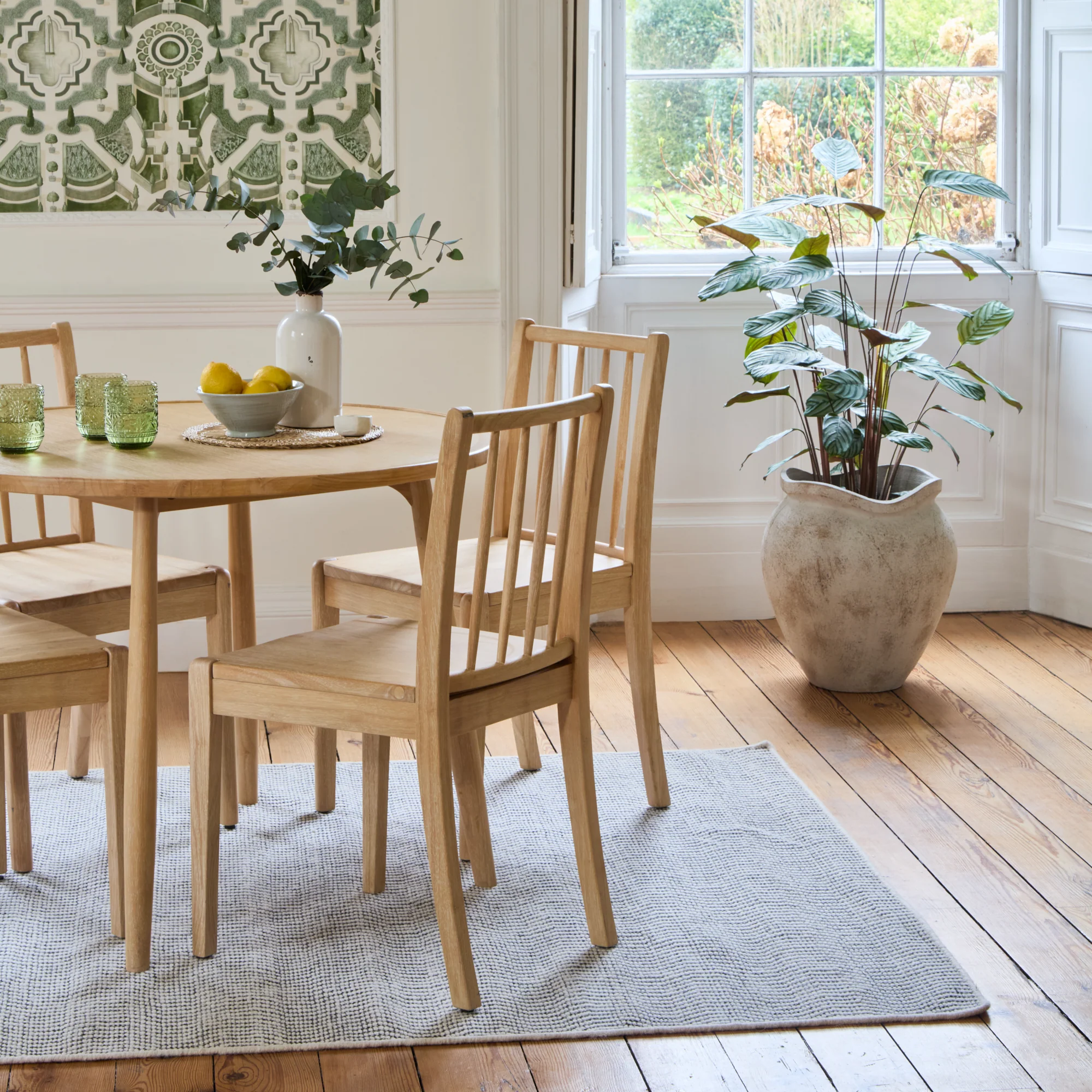 Tilly 100cm Round Dining Table - 4 Seater - Tilly Dining Chairs - Whitewash Oak - Image 5
