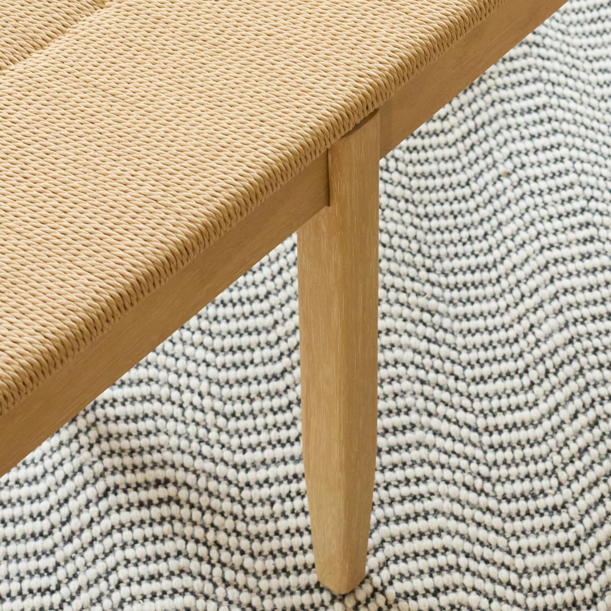 Tilly 150cm Wooden Bench - Whitewash Oak & Paper Cord - Image 4
