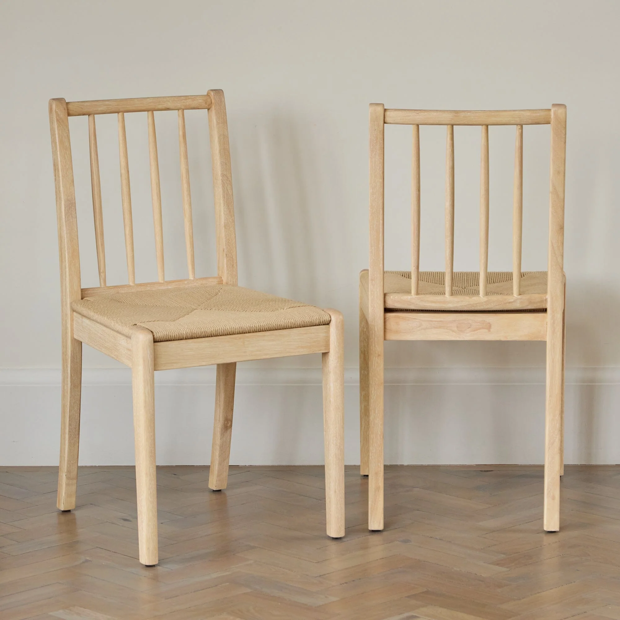 Tilly Natural String Dining Chairs - Set of 2 - Whitewash Oak Legs - Image 3