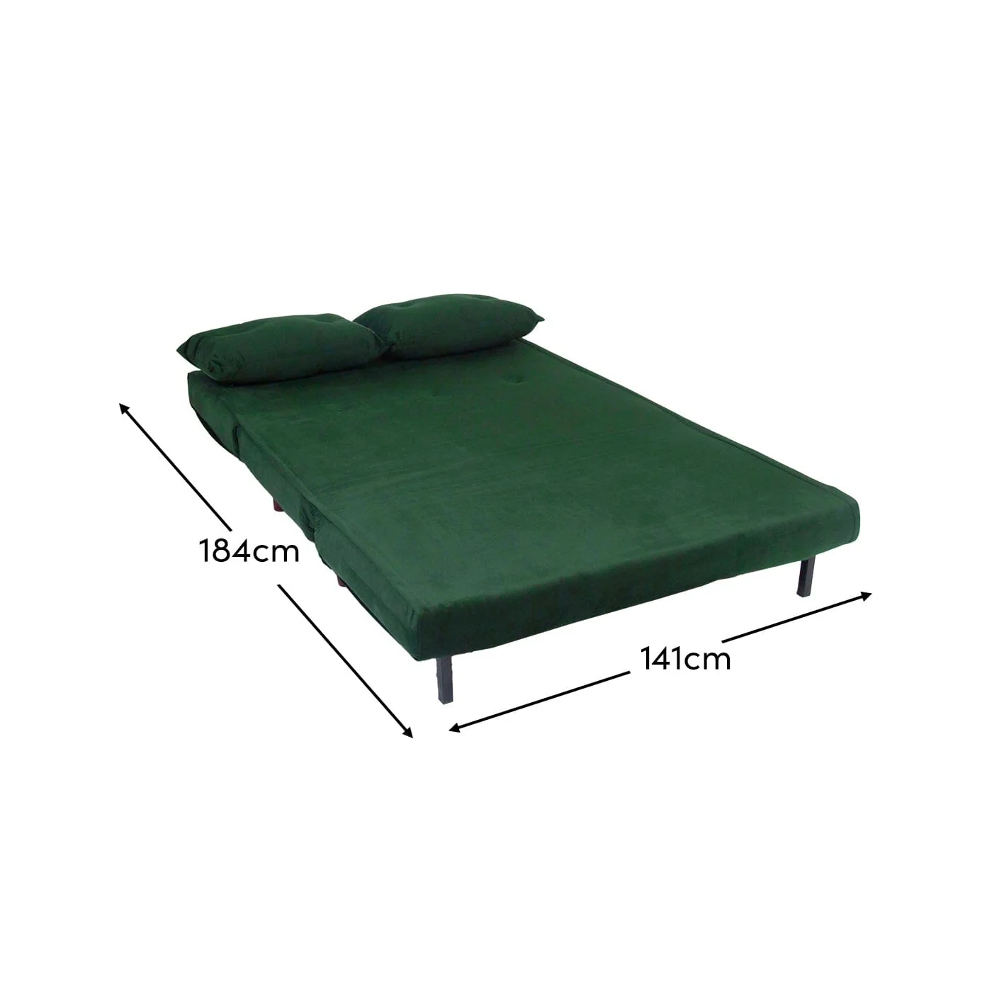 Una 2 Seater Double Sofa Bed - Green Velvet - Image 14