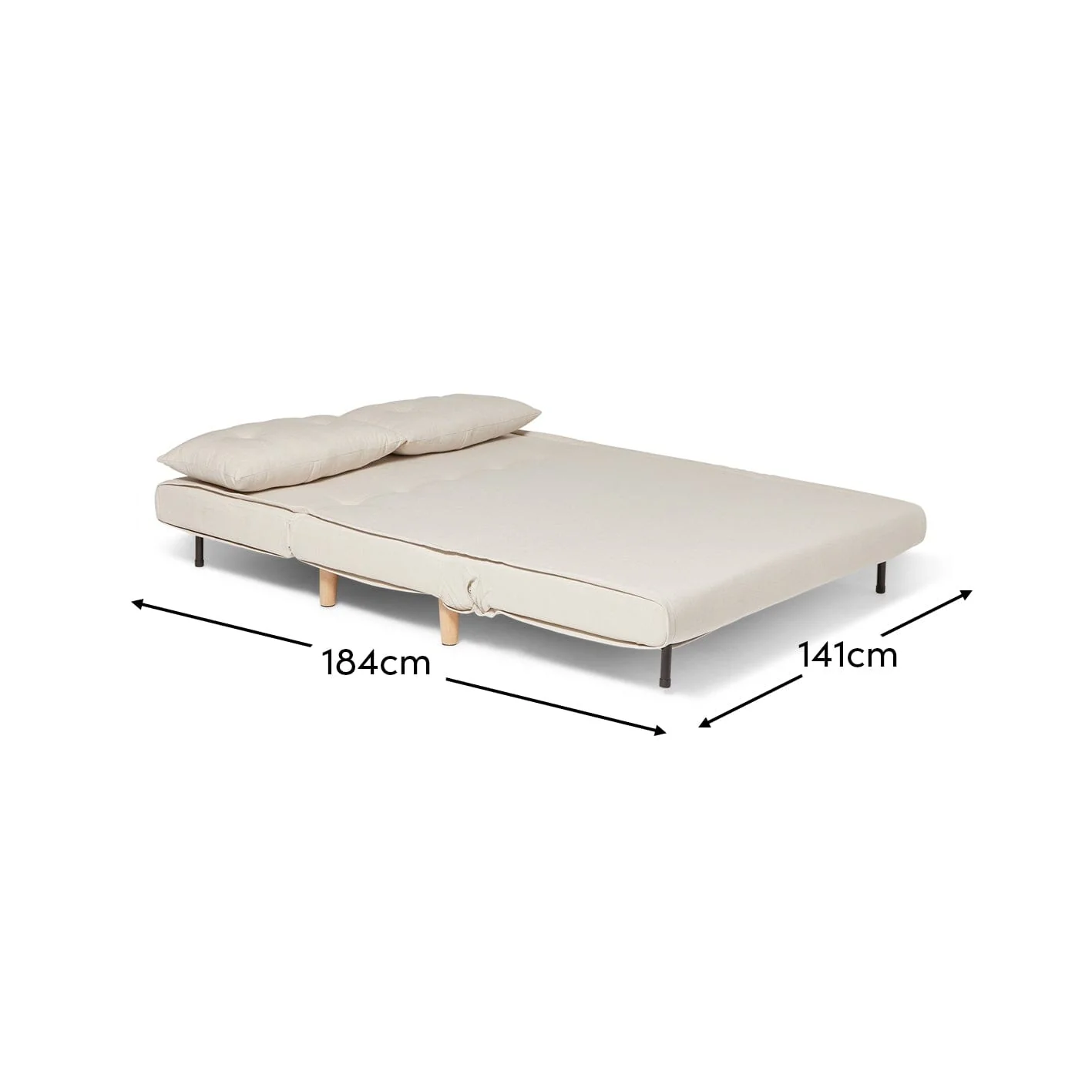 Una 2 Seater Double Sofa Bed - Oatmeal Linen - Image 14