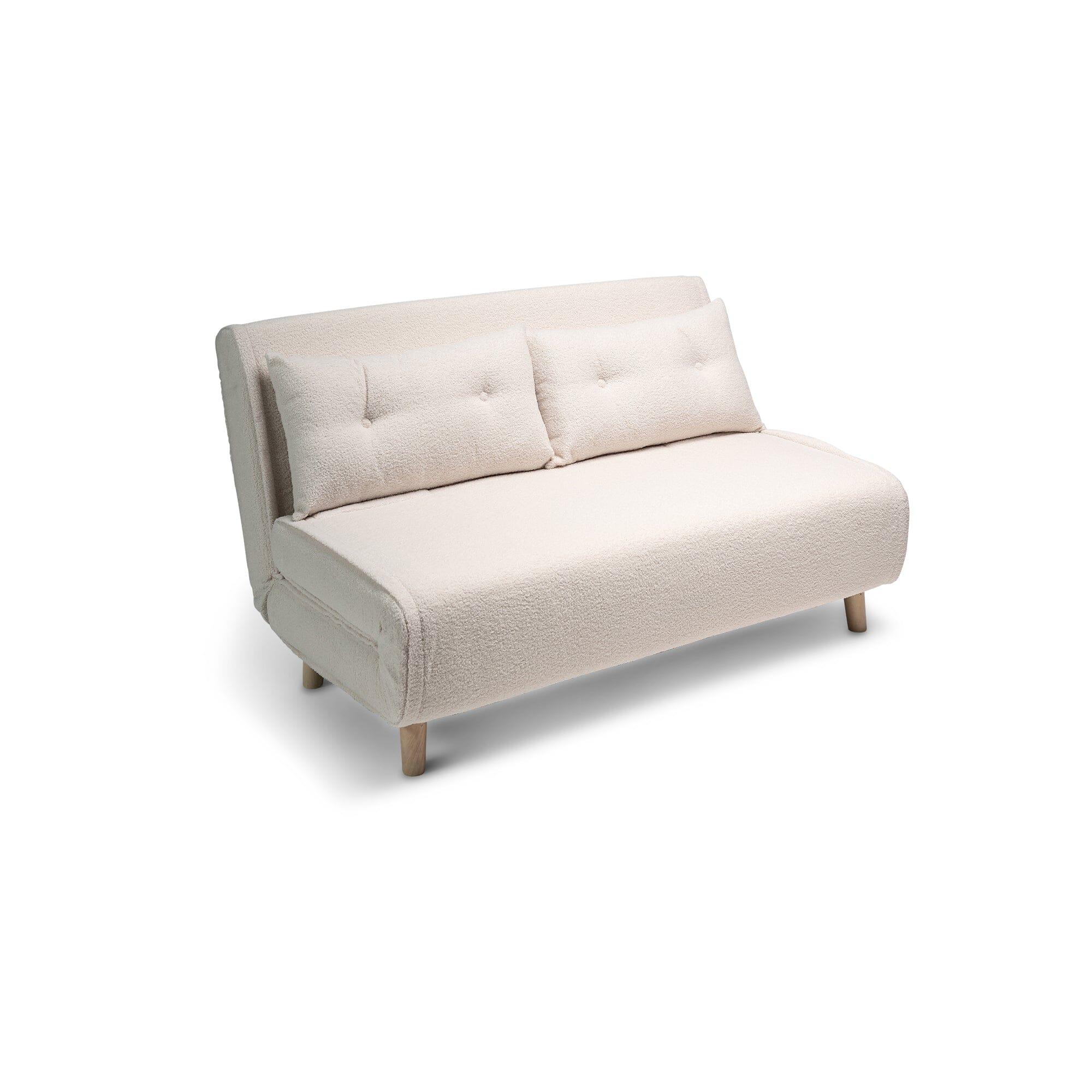 Outlet - Una Double Teddy Sprung Sofa Bed - Warm White - Image 10