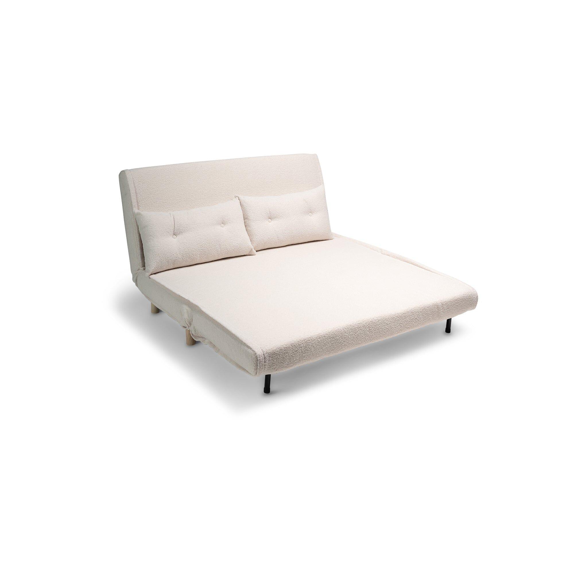 Outlet - Una Double Teddy Sprung Sofa Bed - Warm White - Image 11