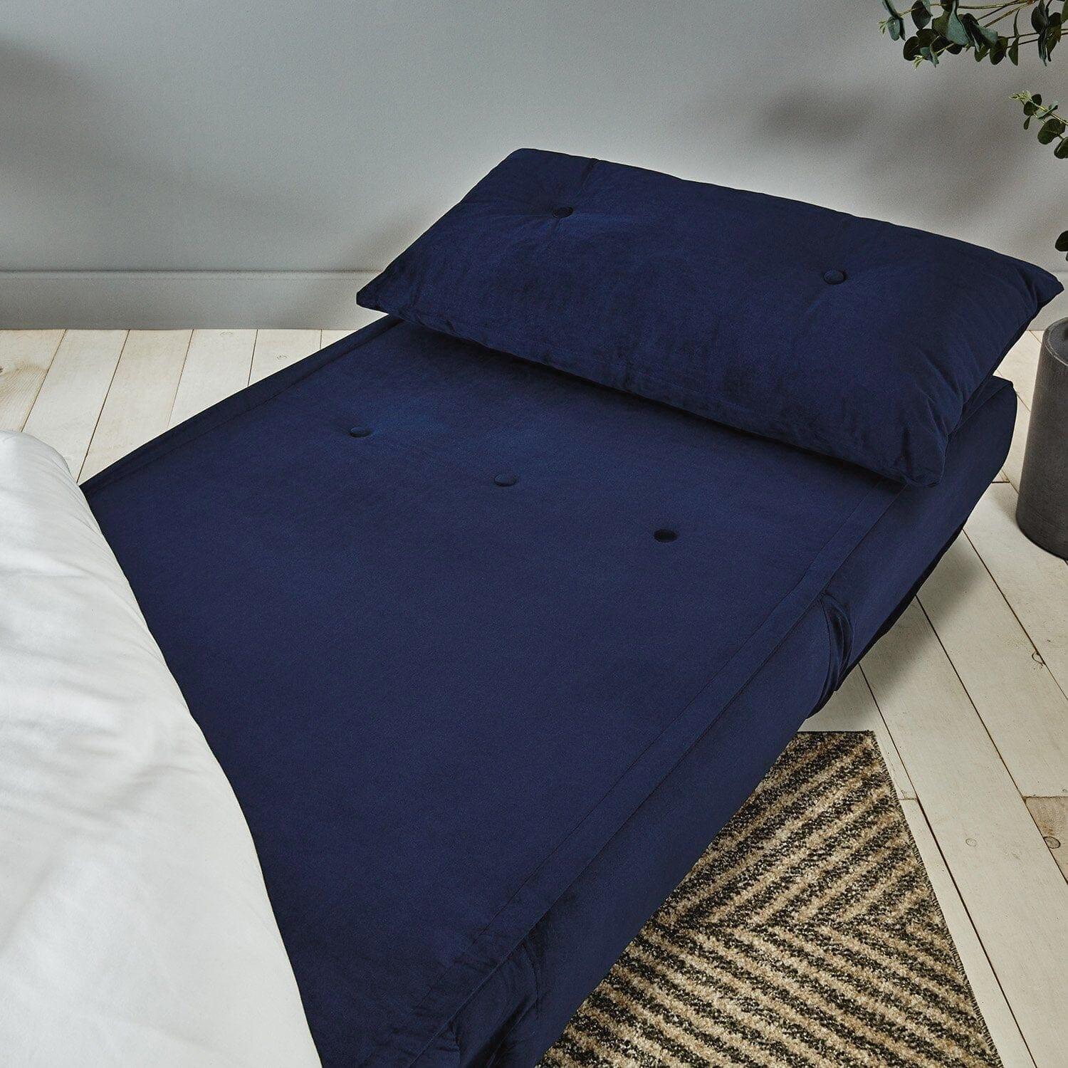 Una Single Sofa Bed - Blue Velvet - Image 7