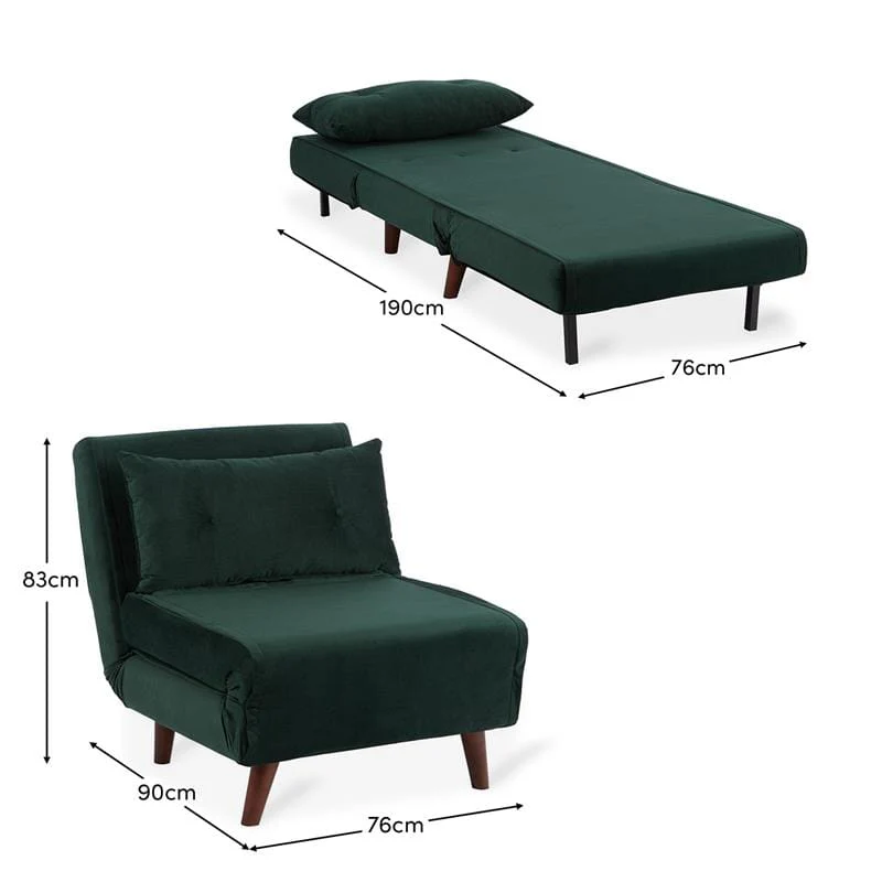 Una Single Sofa Bed - Green Velvet - Image 13