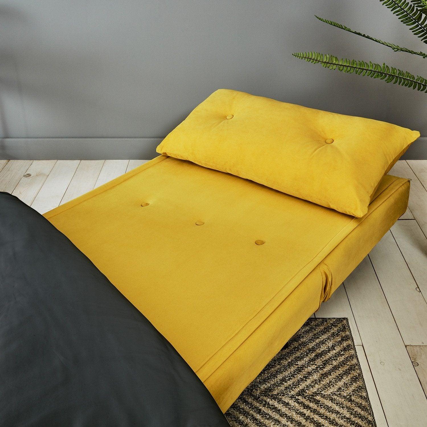 Una Single Sofa Bed - Yellow Velvet - Image 10