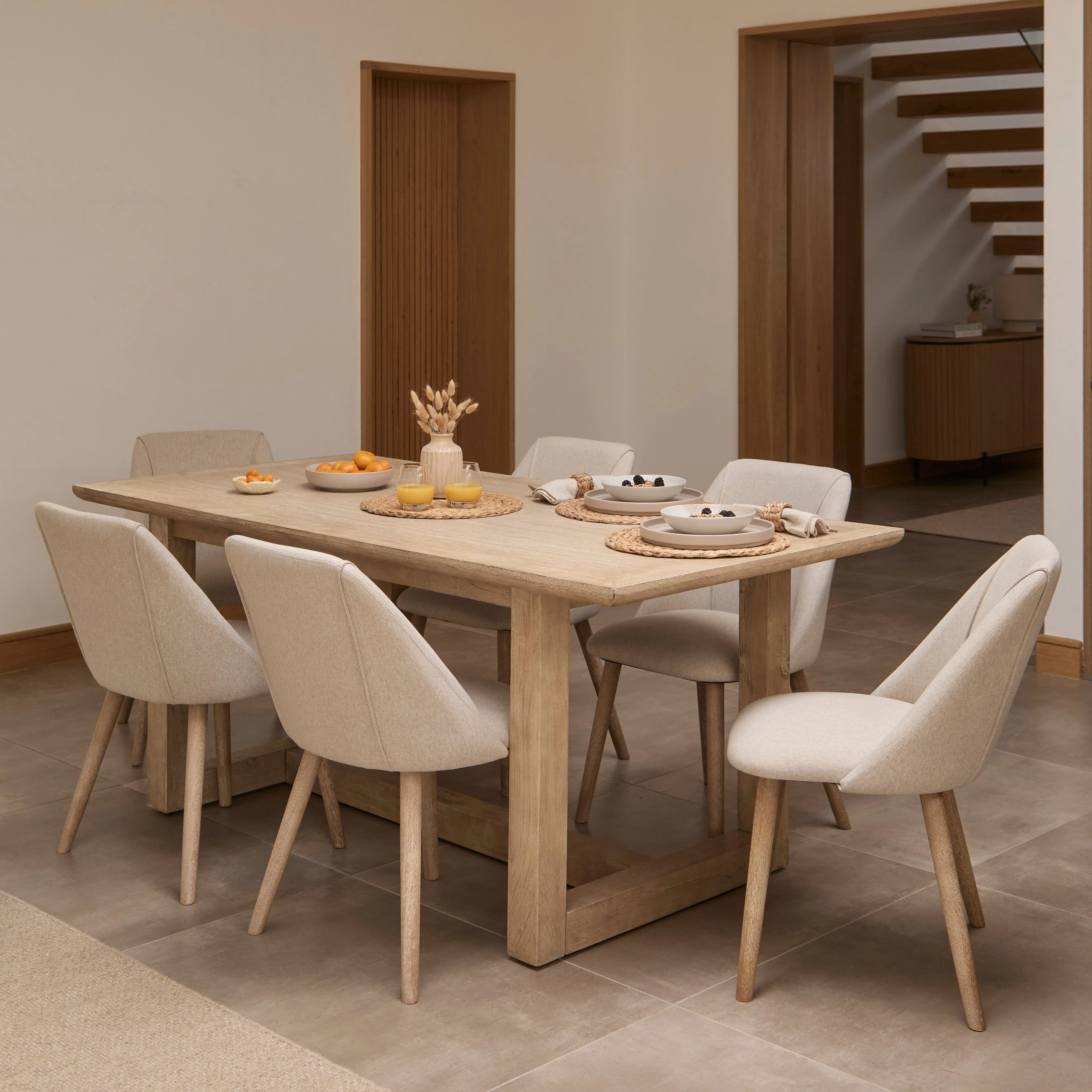 Valdis Mango Wood & Travertine Dining Table - Image 5